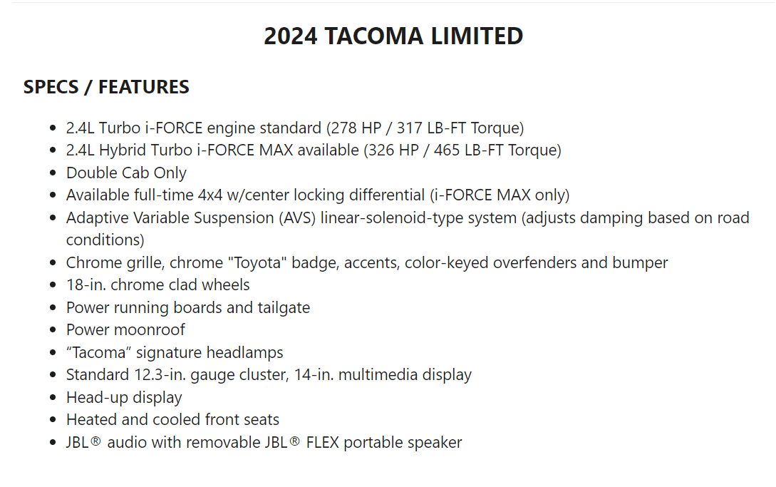 2024 Tacoma (Wind Chill Pearl White) 2024 Tacoma LIMITED Walkaround @ OC Auto Show 1697046596558