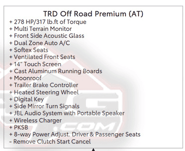 2024 Tacoma SOP (Production) Dates & Options/Packages/Pricing List for all 2024 Tacoma trims 1701205262793