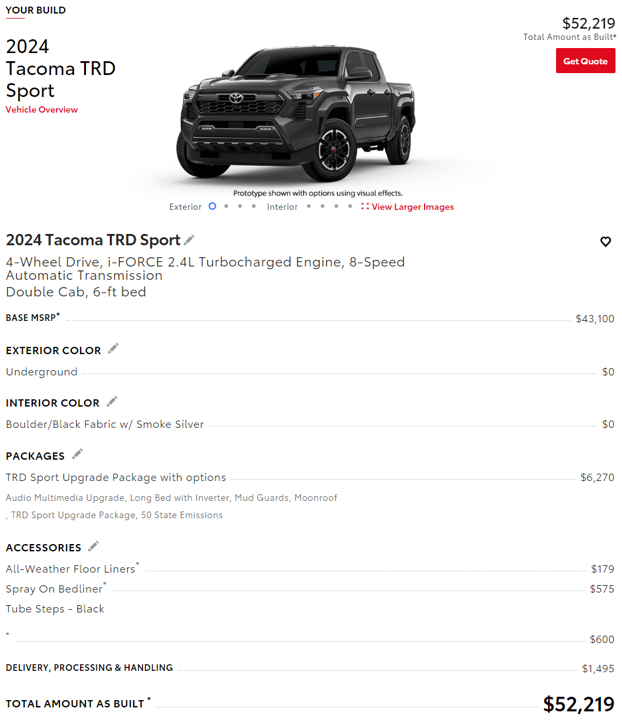 2024 Tacoma 2024 Tacoma Build and Price Configurator Now Live! - Post Up Your Builds!! 1702992025697