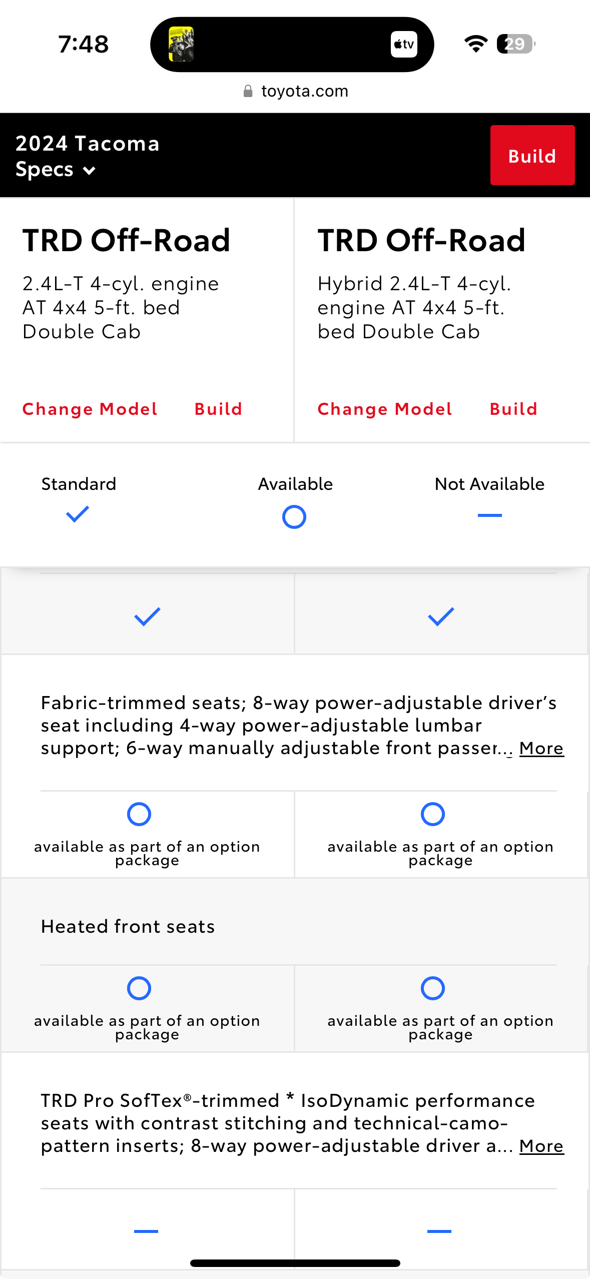 2024 Tacoma TRD OFF ROAD Hybrid limited to 5” bed and no TRD Upgrade package? 1709434183629