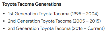 2024 Tacoma Tacoma "generations" 1709740934668