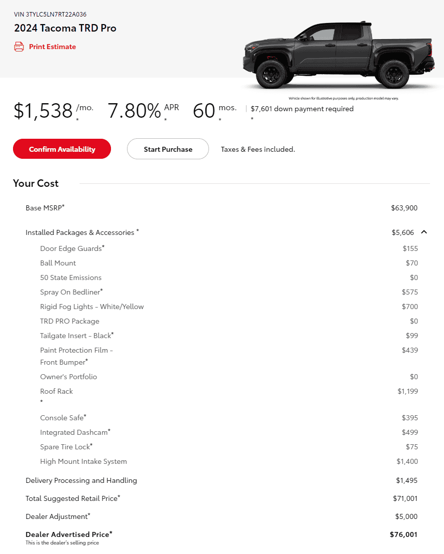 2024 Tacoma HYBRID Tacomas Inventory Search Now Live on Toyota Site 1715290450771