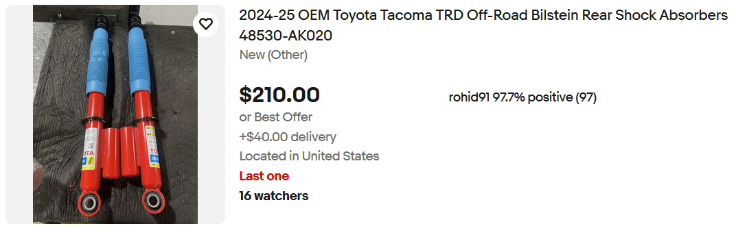 2024 Tacoma Xtracab owners - rear shock upgrade (w/ TRD Off-Road rear shocks) makes a HUGE difference! 1756011564105-oz