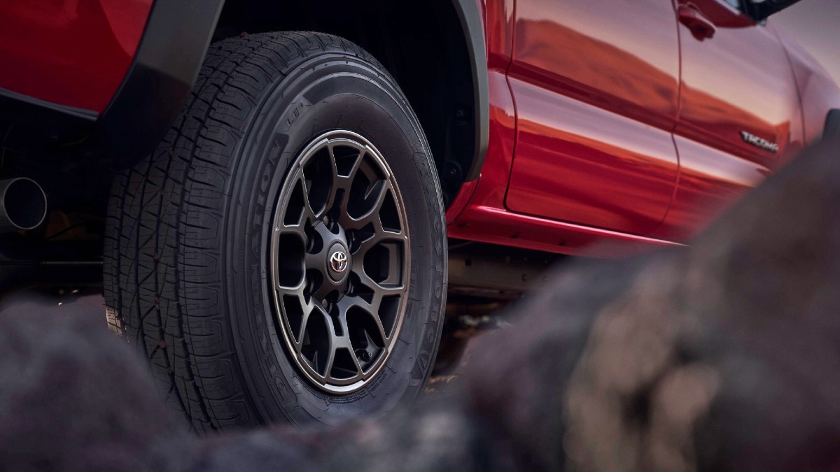 2024 Tacoma What tire and wheel sizes will we see on the new 2024 Toyota Tacoma? 2023 Toyota Tacoma SX Wheels