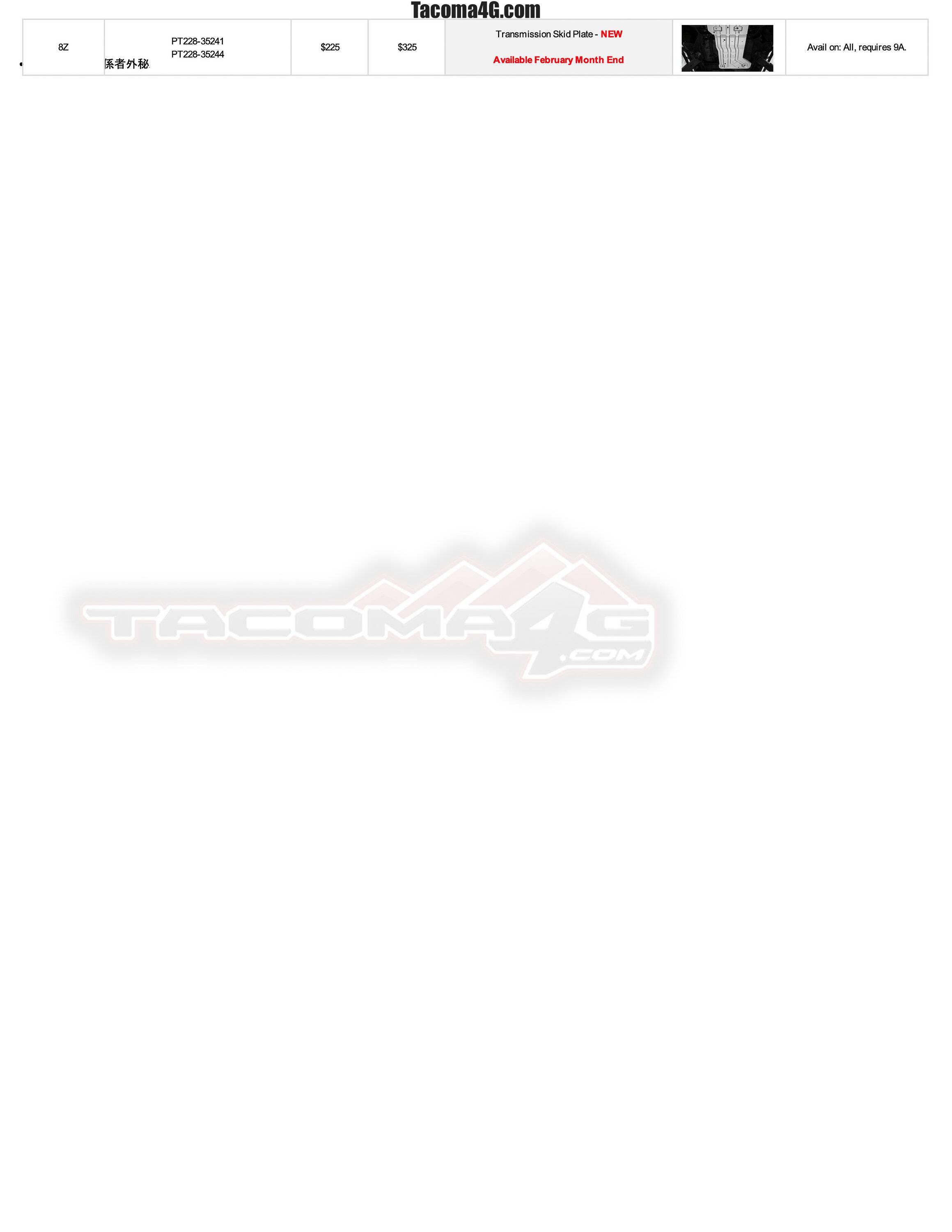 2024 Tacoma 2024 Tacoma Dealer Installed Options (DIO) Accessories Parts Guide + Pricing (Updated 4/2/24) 2024-Tacoma-DIO-Accessories-Parts-Guide_01_31_24-4