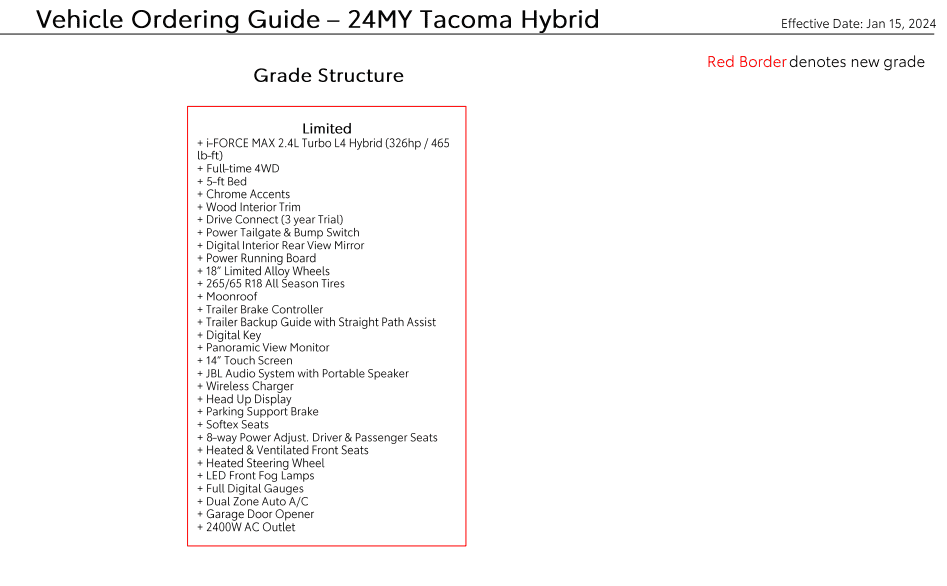 2024 Tacoma 2024 Tacoma Ordering Guide for Canada [Updated w/ Tacoma HYBRID i-Force MAX Models & Specs - Trailhunter, TRD Pro, Off-Road Premium, Limited] 2024-tacoma-hybrid-order-guide-canada-2.4l-iforce-max-hybrid-trd-pro-trailhunter4