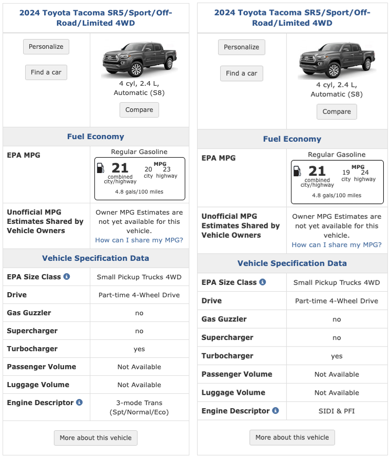 2024 Tacoma 2024 Tacoma EPA certified MPG numbers finally posted 2024-tacoma-mpg-engine-start-stop-difference