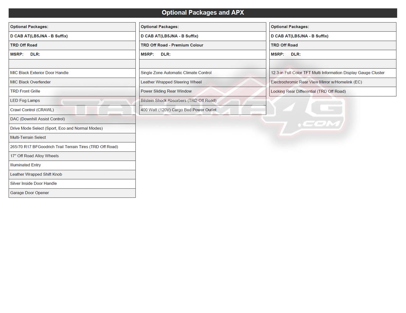 2024 Tacoma 2024 Tacoma Ordering Guide for Canada [Updated w/ Tacoma HYBRID i-Force MAX Models & Specs - Trailhunter, TRD Pro, Off-Road Premium, Limited] 2024-tacoma-order-guide-canada-19