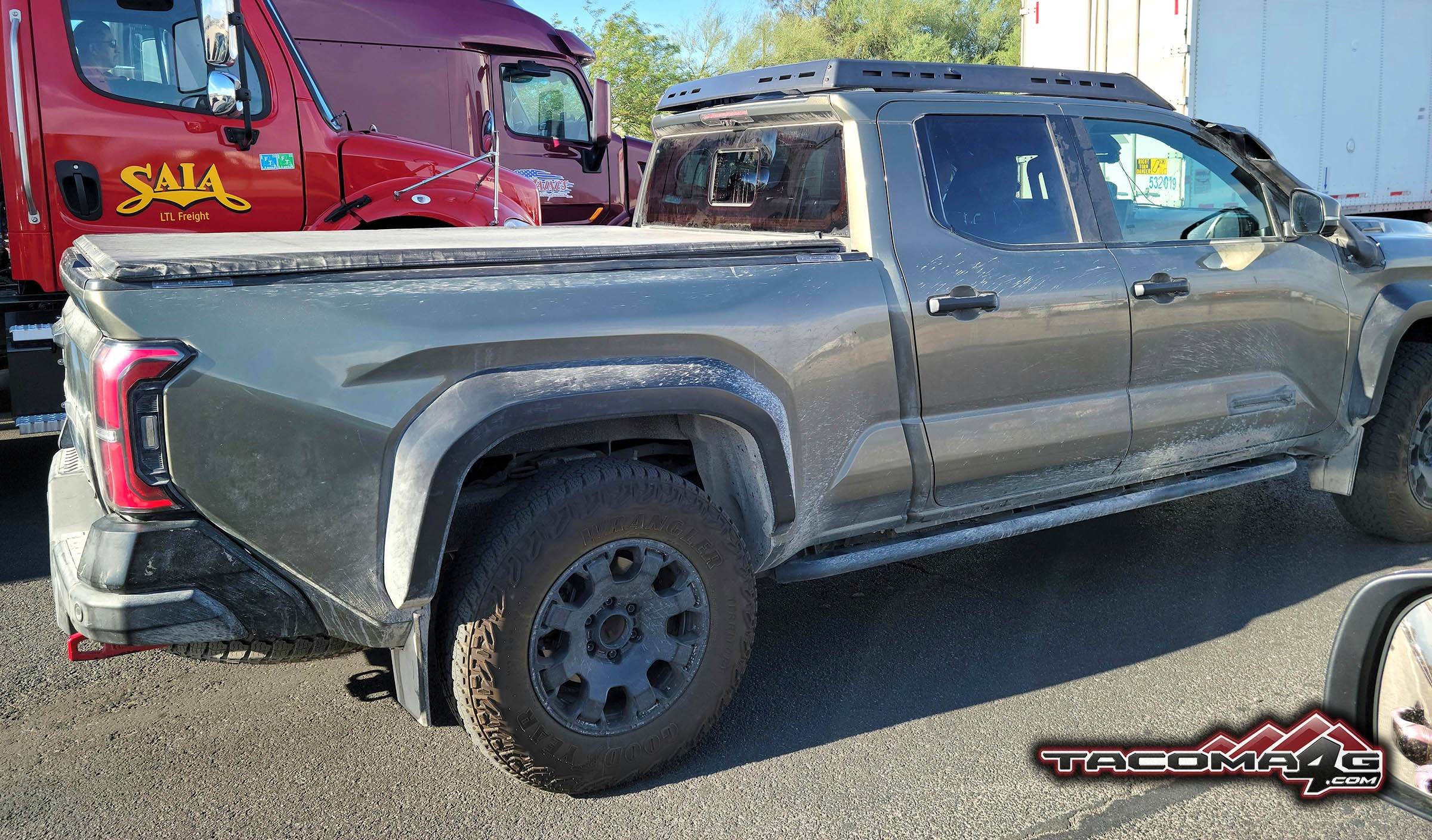 2024 Tacoma Offroaded Tacoma Trailhunter spotted on road with damaged snorkel 2024 Tacoma Trailhunter offroading spotted 1