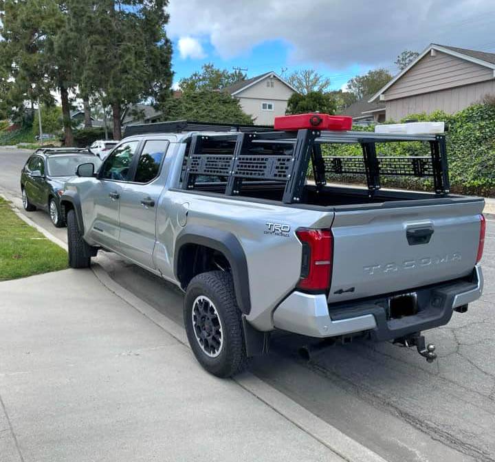 2024 Tacoma CELESTIAL SILVER METALLIC 2024 Tacoma Thread (4th Gen) 2024 Tacoma TRD OffRoad Long Bed Build w: Cali Raised LED full height bed rack + Prinsu roof r