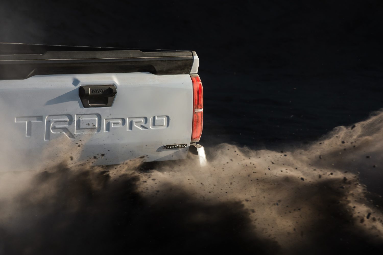 2024 Tacoma 2024 Toyota Tacoma TRD Pro Tailgate Revealed! Confirms Electrified i-Force Max Hybrid Engine 2024-Tacoma-TRD-Pro-rear-shot-for-April-4th-Announcement