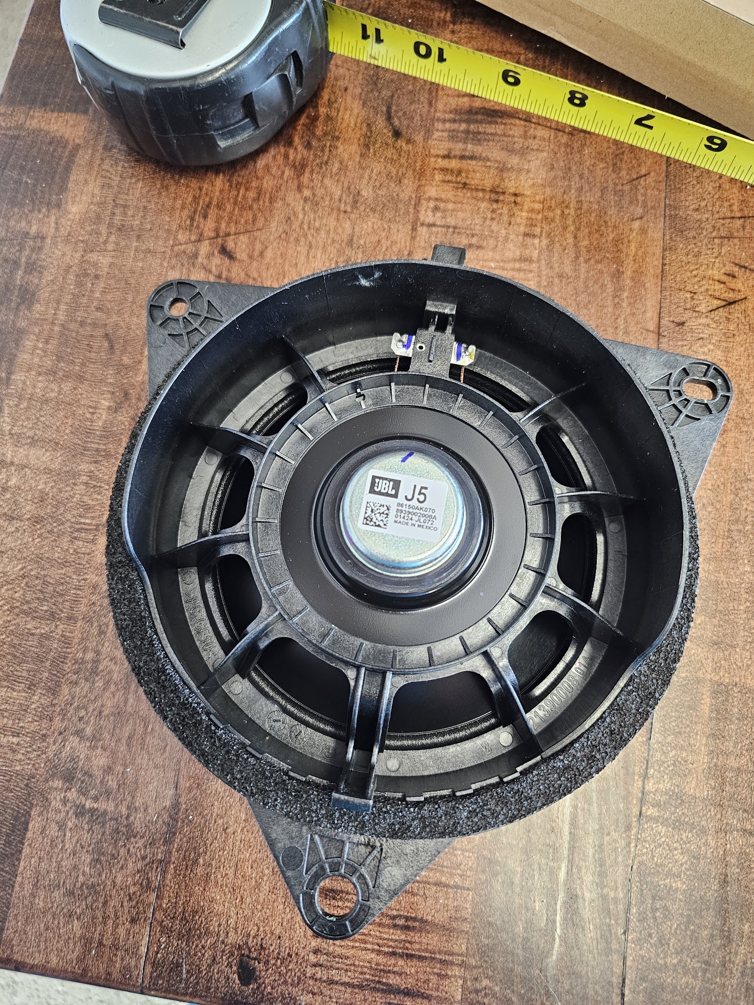 2024 Tacoma Dimensions of factory JBL 8" Subwoofer? [updated with measurements of 6" speakers and 10" subwoofer] 20240421_104600