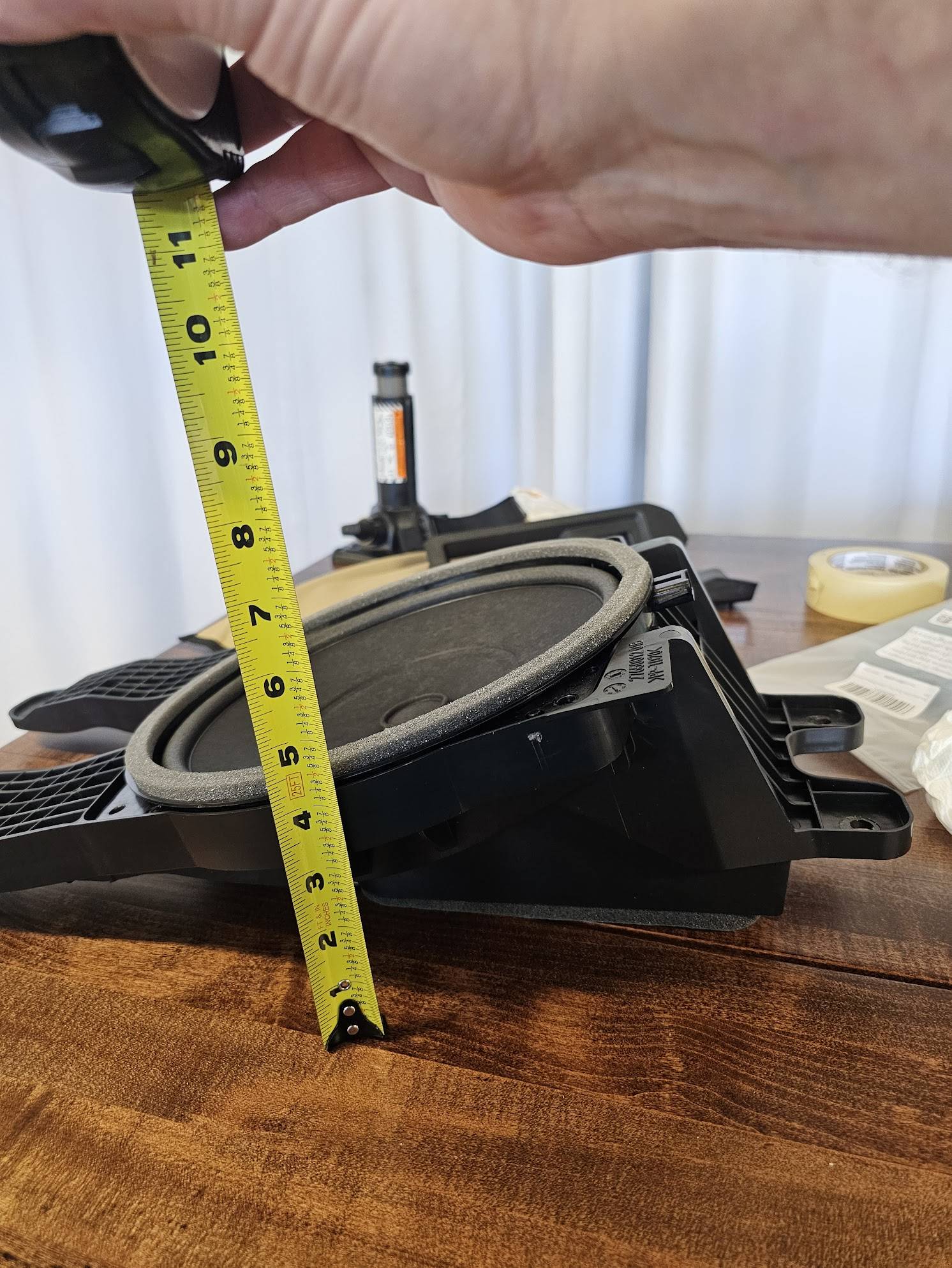 2024 Tacoma Dimensions of factory JBL 8" Subwoofer? [updated with measurements of 6" speakers and 10" subwoofer] 20240421_150532