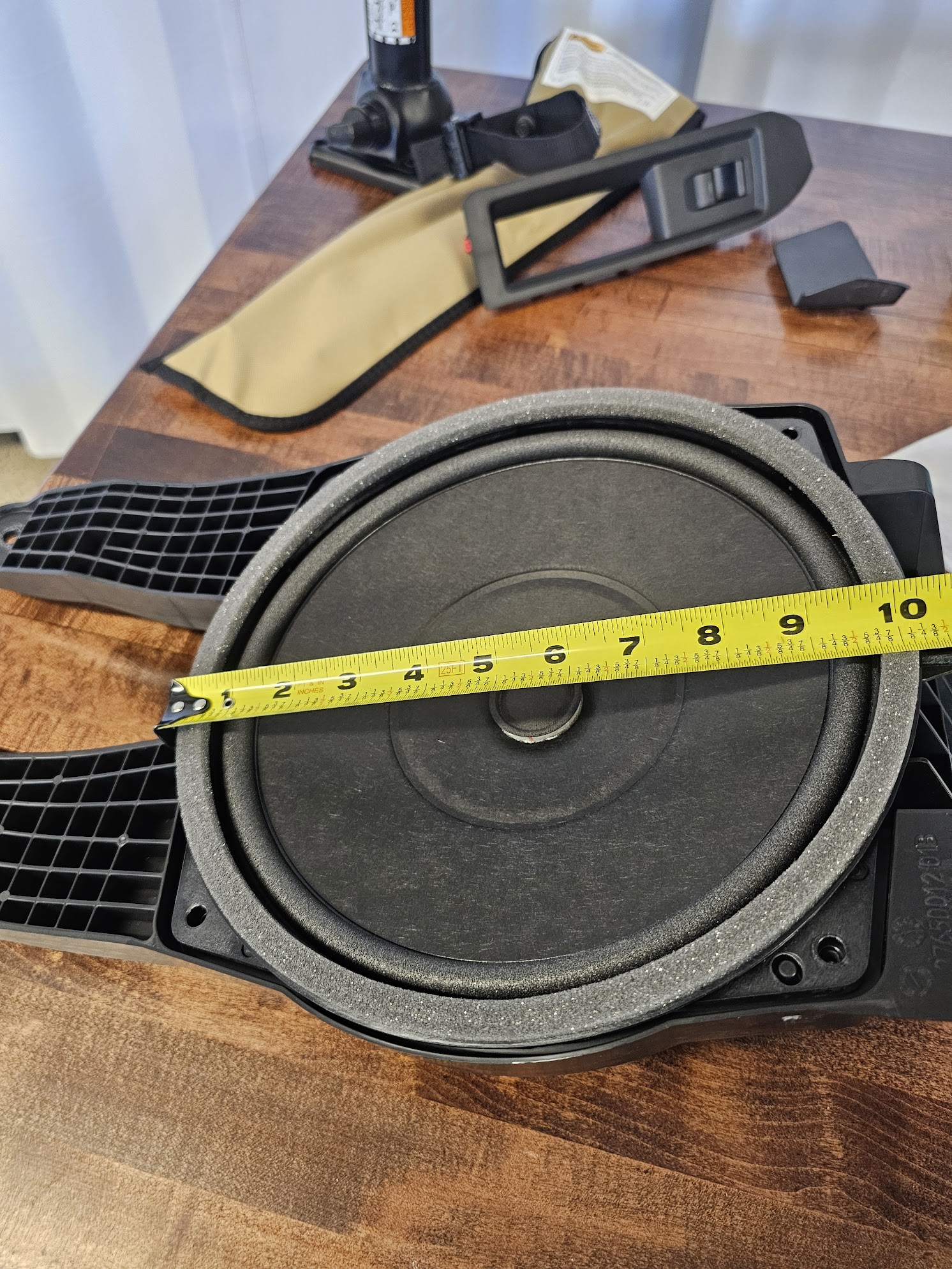 2024 Tacoma Dimensions of factory JBL 8" Subwoofer? [updated with measurements of 6" speakers and 10" subwoofer] 20240421_150539
