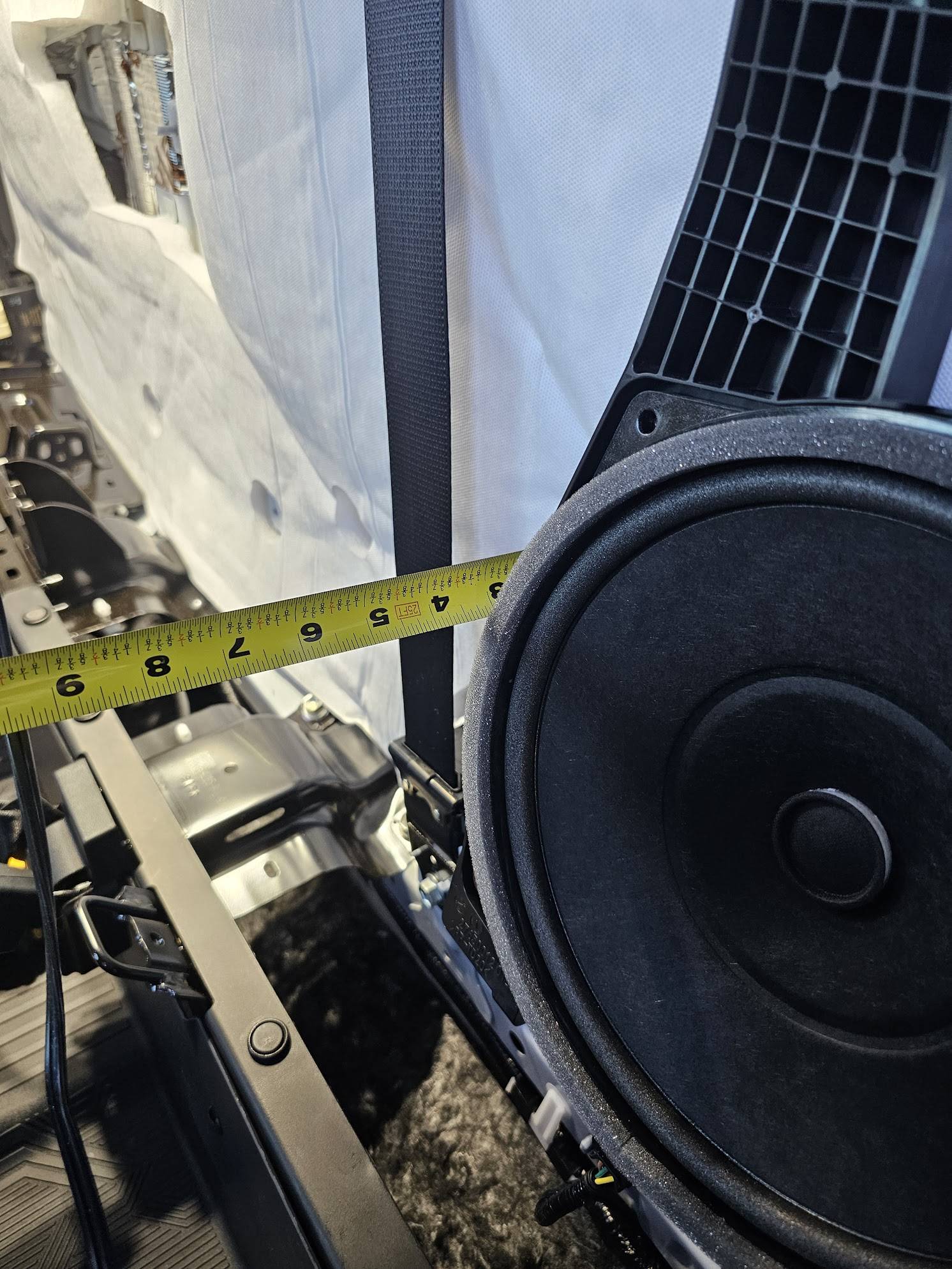 2024 Tacoma Dimensions of factory JBL 8" Subwoofer? [updated with measurements of 6" speakers and 10" subwoofer] 20240421_151014