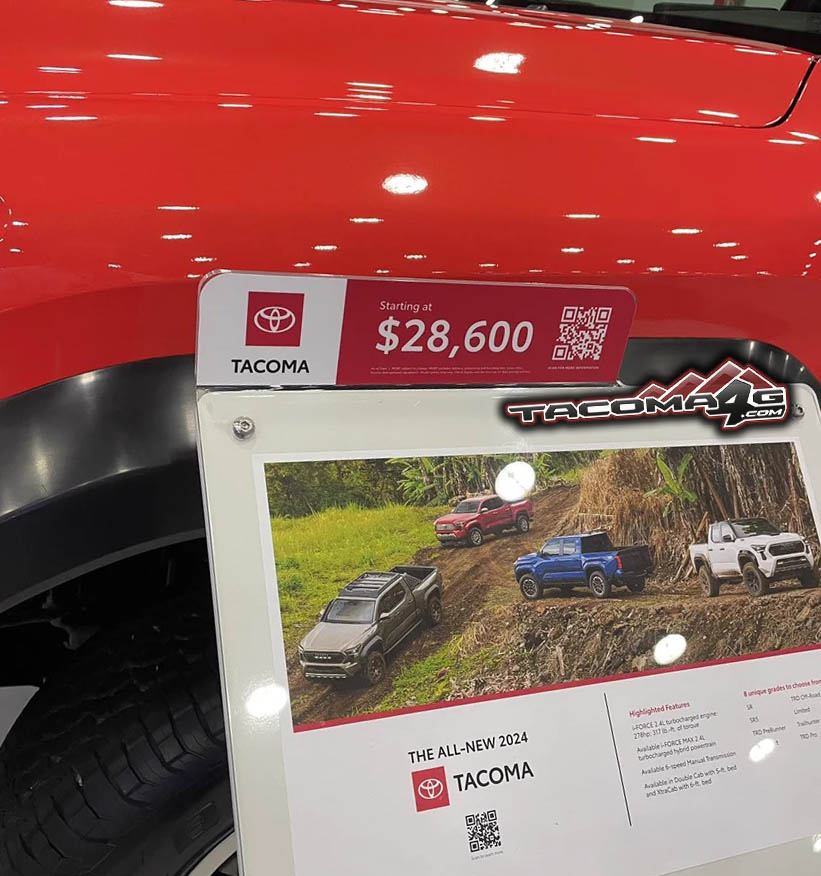 2024 Tacoma [Update: QR loads 2023 page] 2024 Tacoma Pricing Revealed ($28,600 MSRP) or Marketing Error? 2024toyotatacomaprice