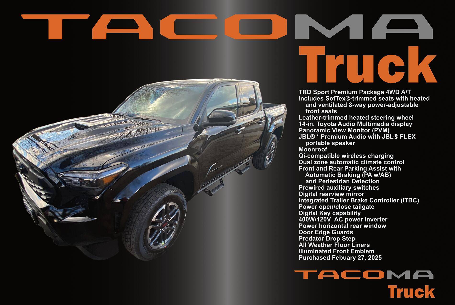 2024 Tacoma New Taco Truck Owner 2025 Tacoma Car Show Sign 3-22-2025