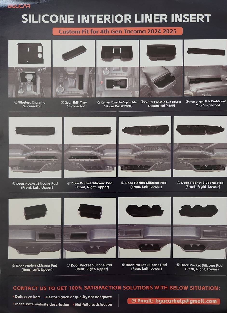 2024 Tacoma BGUCAR Interior Silicone Liner Insert Review 20250514_174407