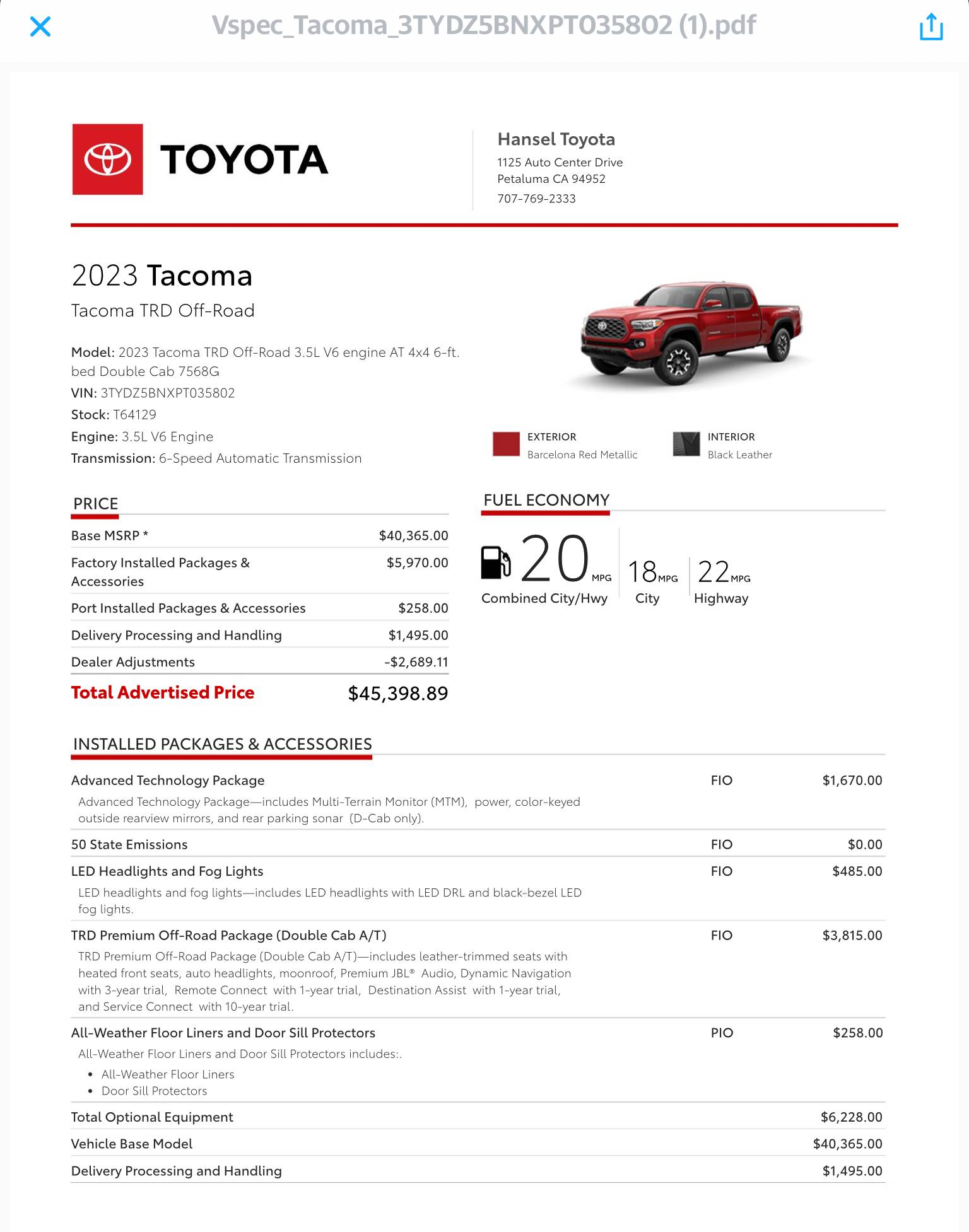2024 Tacoma 2024 Tacoma Offroad my dealer has coming in next week 25A73BC3-E77C-4A03-95D8-9AC2F52B256E