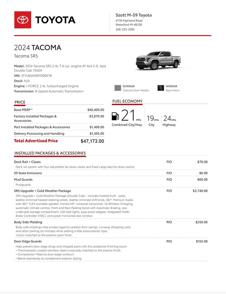 2024 Tacoma 2024 Tacoma arrives at a dealership! - Silver SR5 421726427_7052268428176122_4917566335022825219_n
