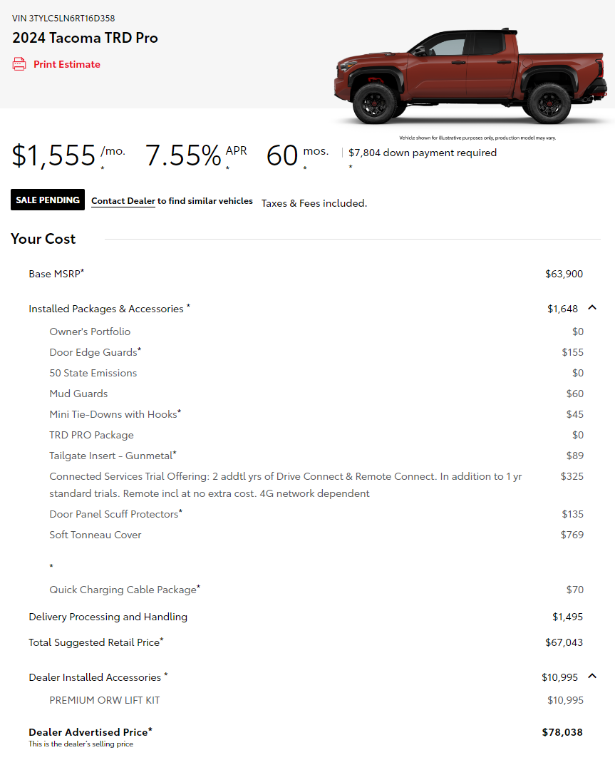 2024 Tacoma HYBRID Tacomas Inventory Search Now Live on Toyota Site 78038