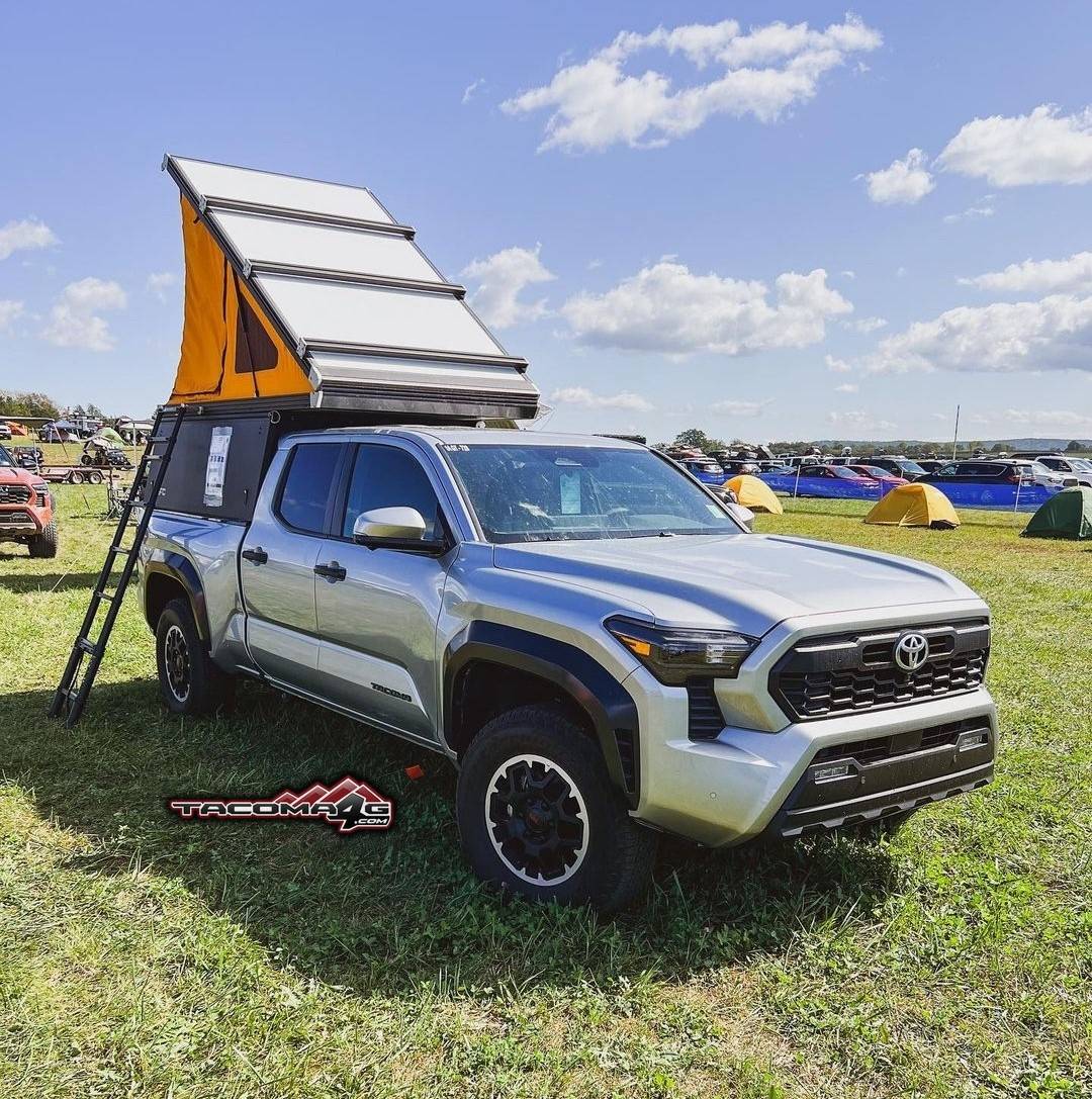 2024 Tacoma GFC Topper Camper on 2024 Tacoma TRD Off-Road Long Bed / Long Boi @ Overland Expo East celestial-silver-2024-tacoma-trd-offroad-gfc-topper-2