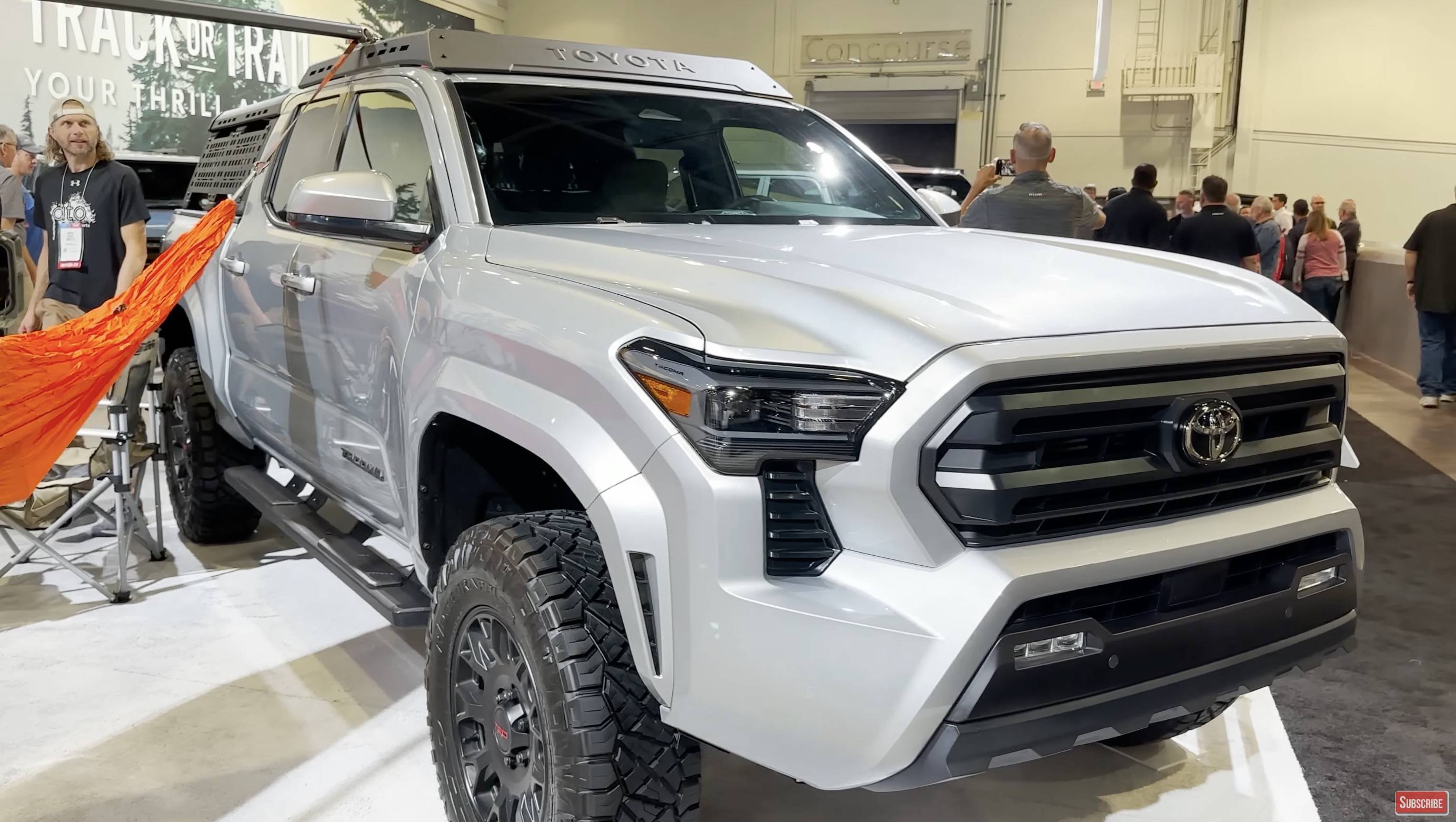 2024 Tacoma Lifted Celestial Silver 2024 Tacoma SR5 on TRD Lift Kit + Parts / Accessories @ SEMA Celestial Silver 2024 Toyota Tacoma SR5 2