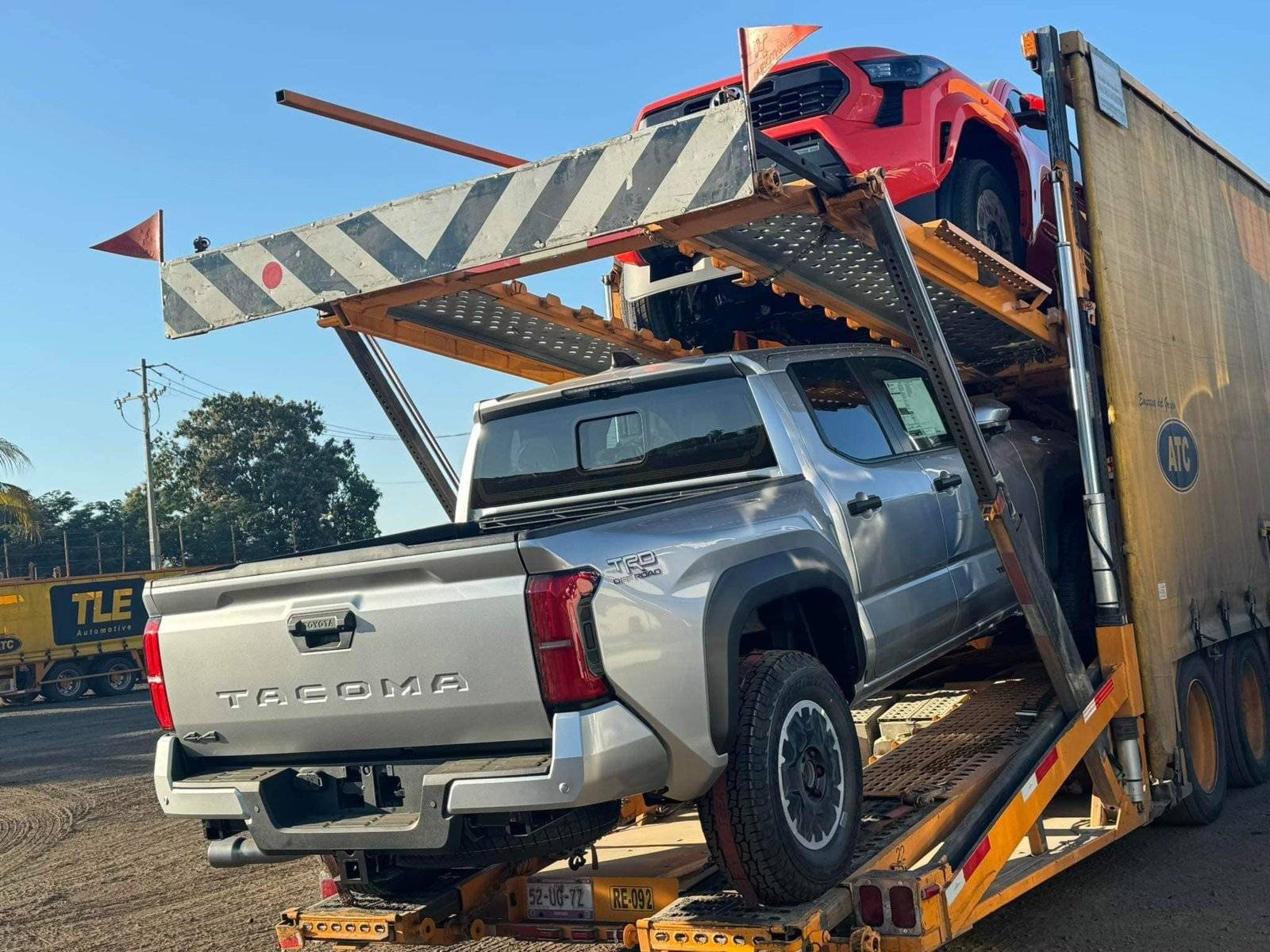 2024 Tacoma 2024 Tacoma Off-Road & Sport trims spotted up close on transport trucks Celestial Silver Metallic 2024 Tacoma TRD Off-Road 2