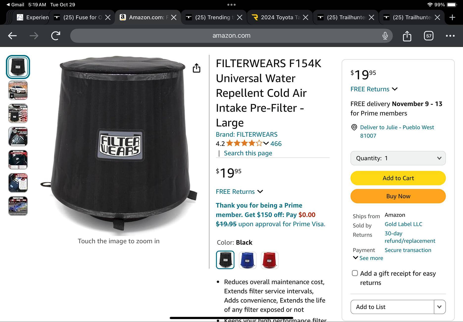 2024 Tacoma Hydrophobic air filter cover for Trailhunter? IMG_0126