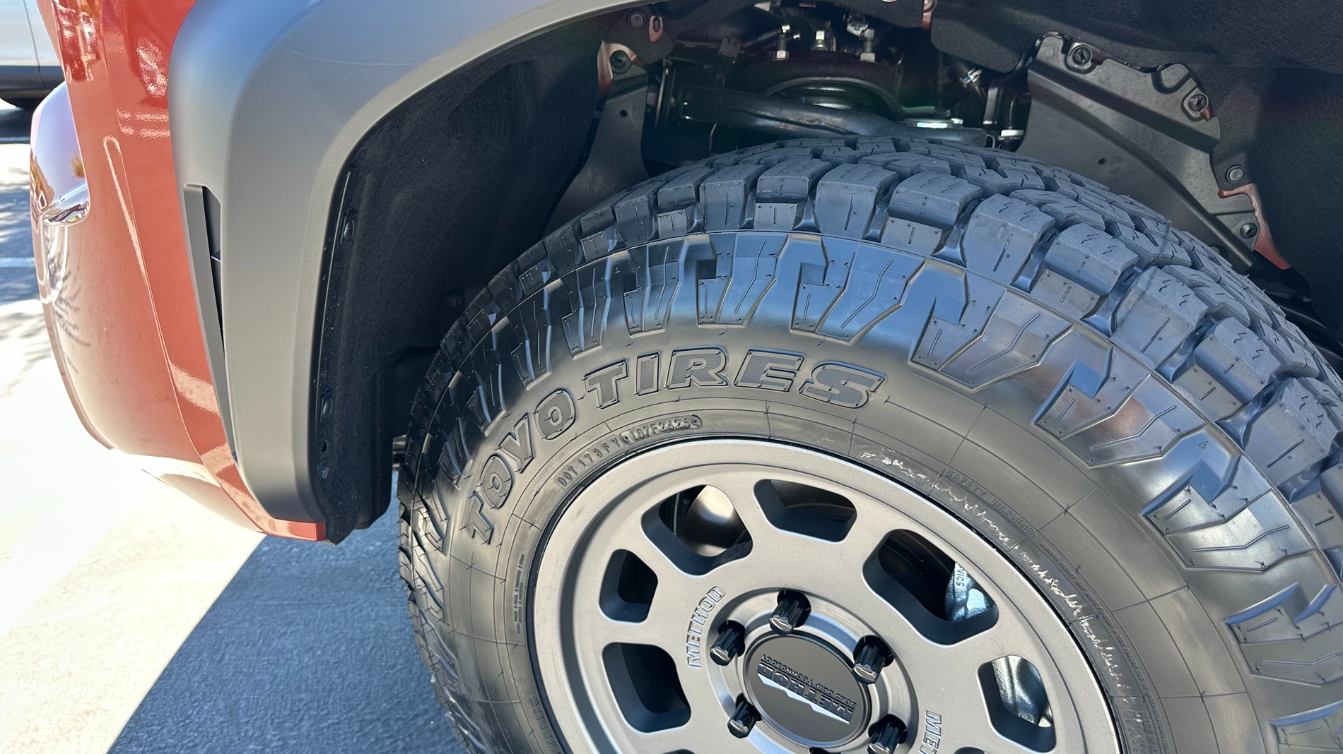 2024 Tacoma Rutsy's Terra Off Road with Pizza Cutters - Toyo Open Country 255/80/17 with Method 705 +35 in Titanium IMG_1546