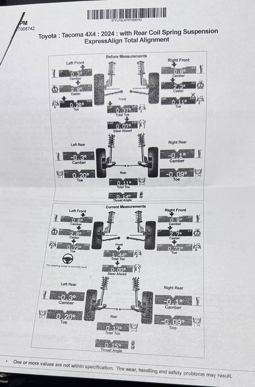 2024 Tacoma Alignment spec bad?? IMG_2796