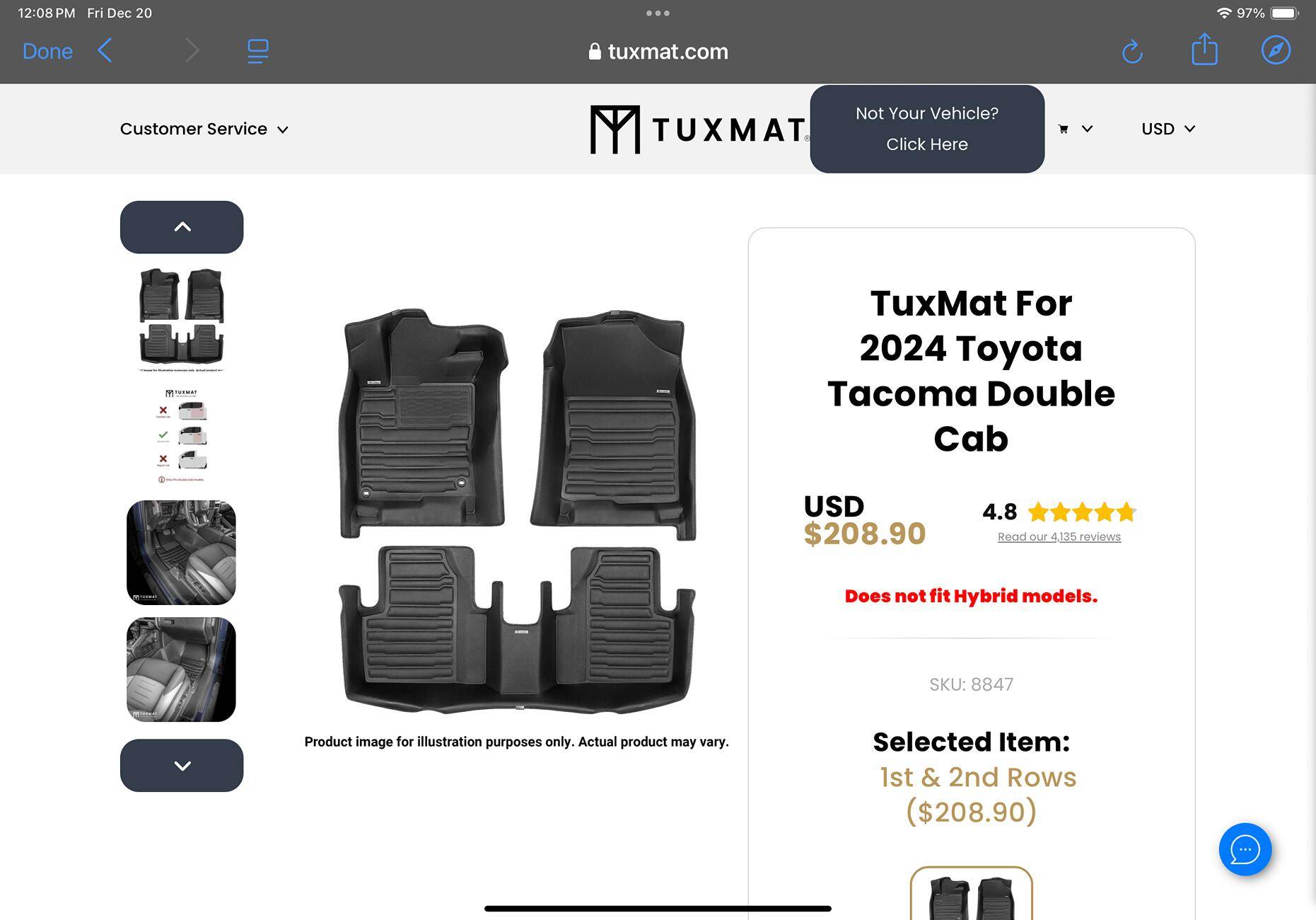 2024 Tacoma Tuxmats Floor mats exceeded expectations IMG_3126