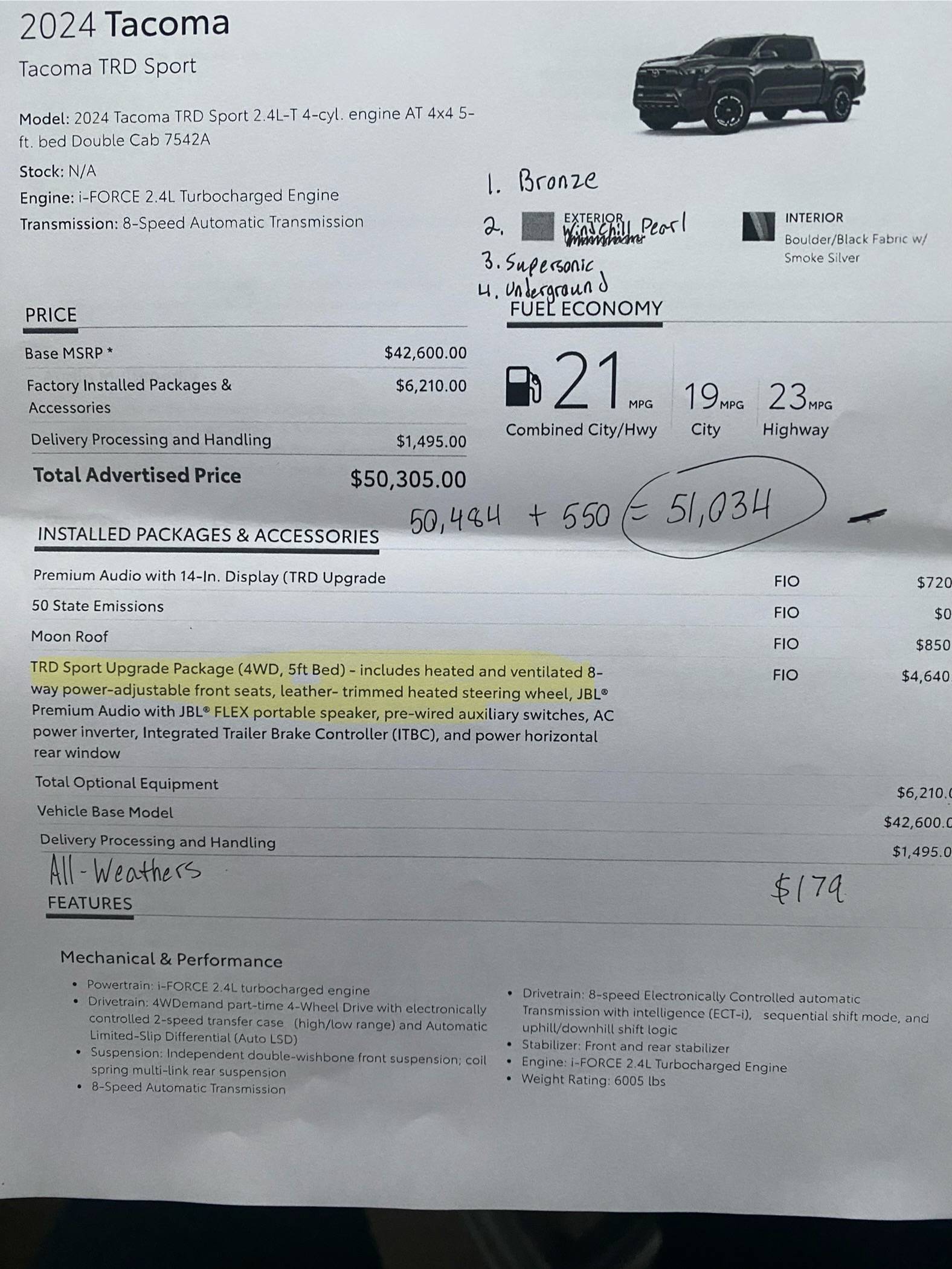 2024 Tacoma TRD Sport Upgrade Package seems to have dropped heated seats IMG_3645