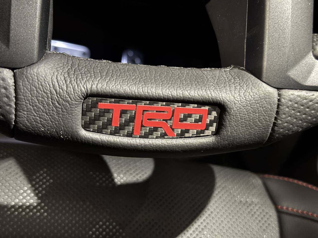2024 Tacoma Steering wheel TRD decal replacement - carbon fibre DIY IMG_3849 Lar