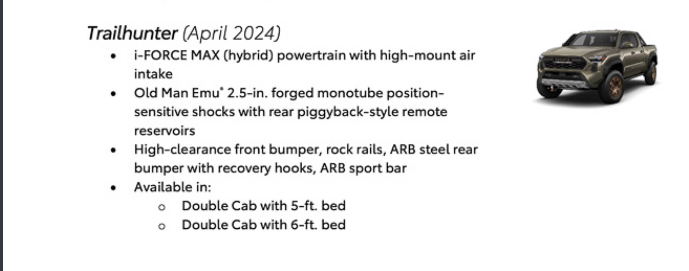 2024 Tacoma SOP (Production) Dates & Options/Packages/Pricing List for all 2024 Tacoma trims IMG_3977