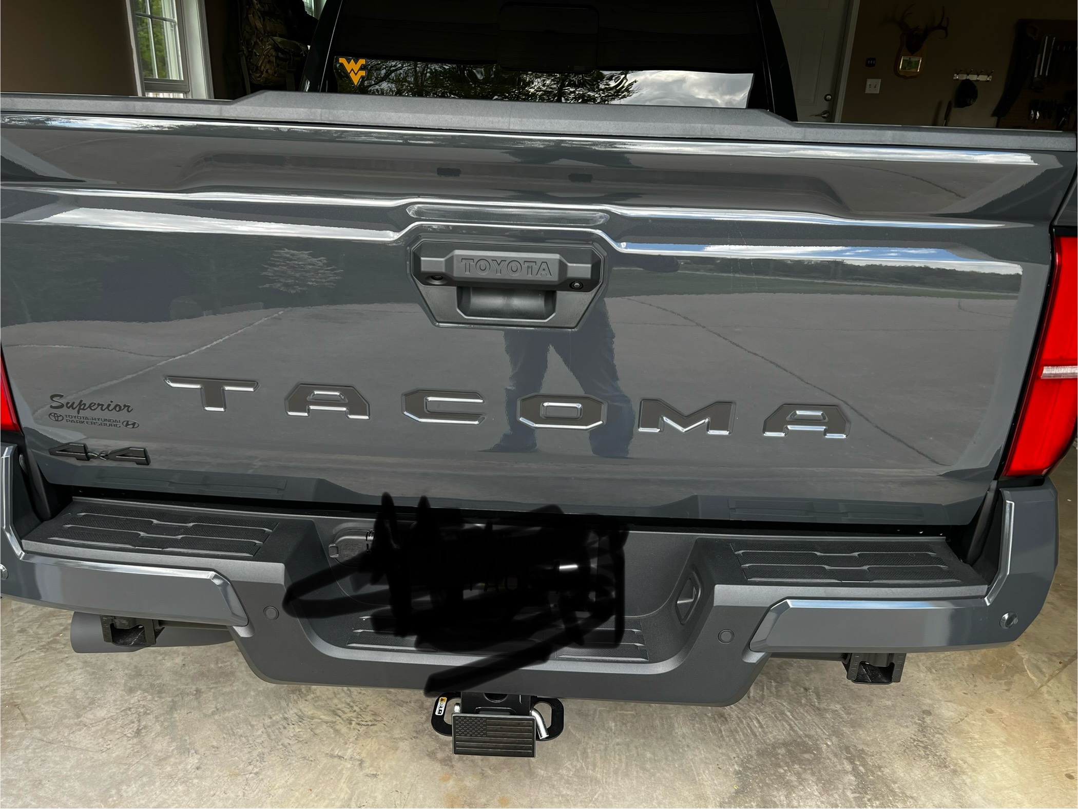 2024 Tacoma Plasti Dip Blackout \ Removing Chrome Toyota emblem on front grill IMG_5477