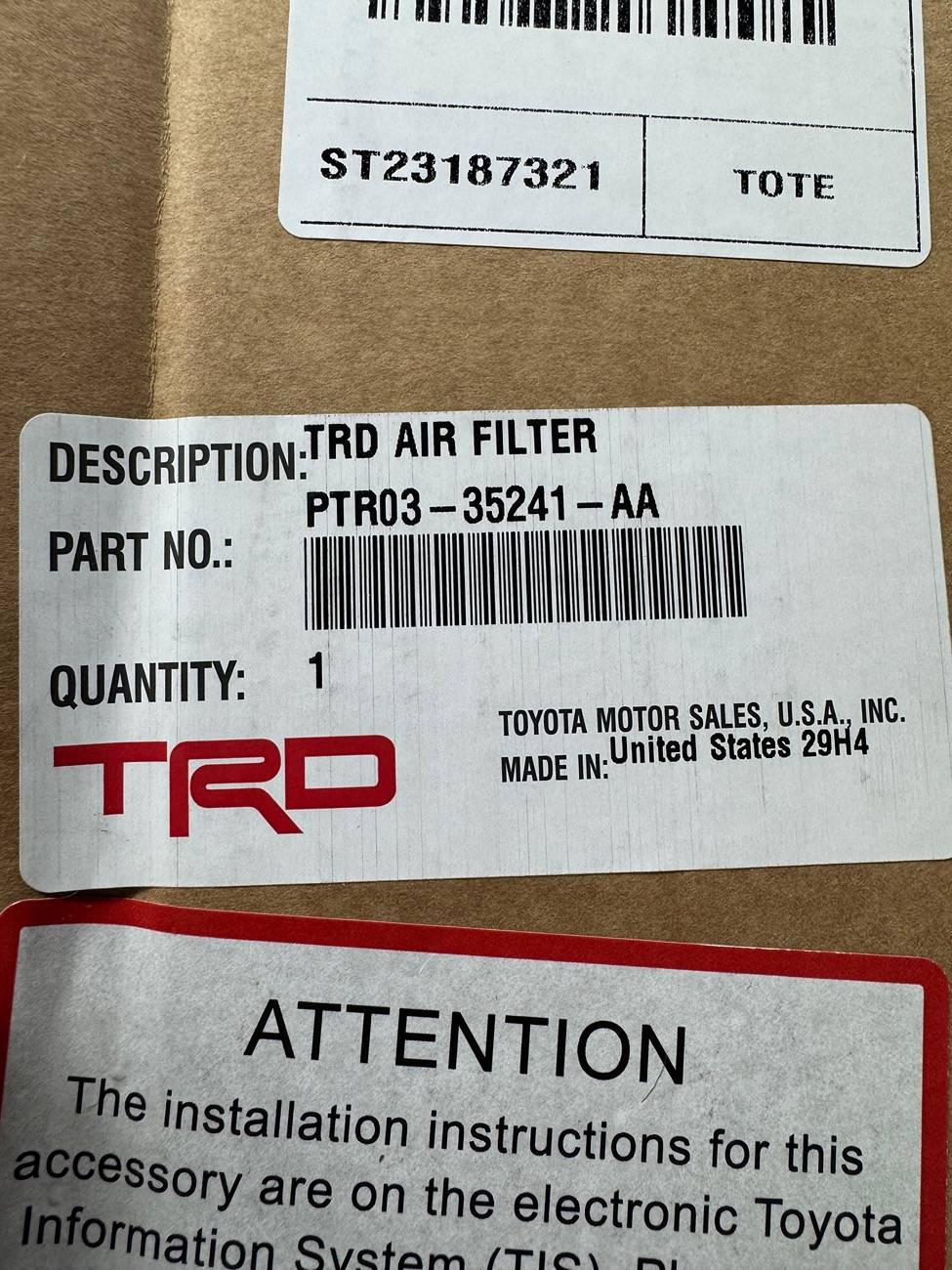 2024 Tacoma Trd Pro / Trailhunter engine airfilter IMG_6053
