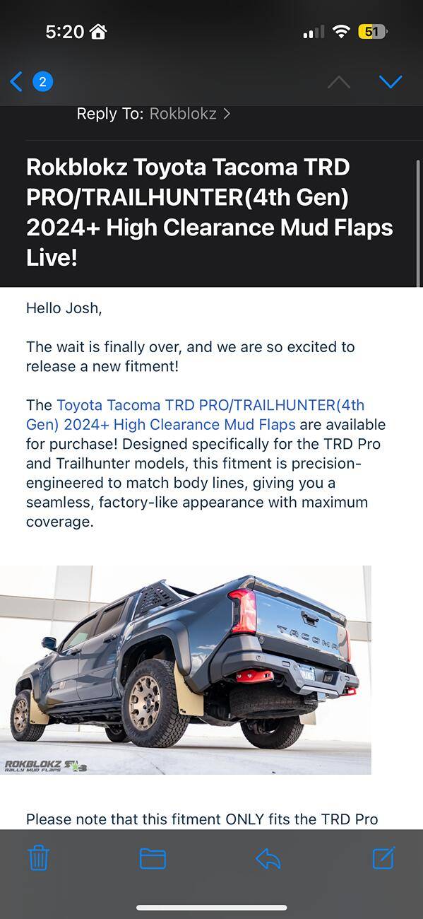 2024 Tacoma Striking out-Mudflaps for the 2025 Tacoma TRD Pro (w/fender flares) IMG_6367