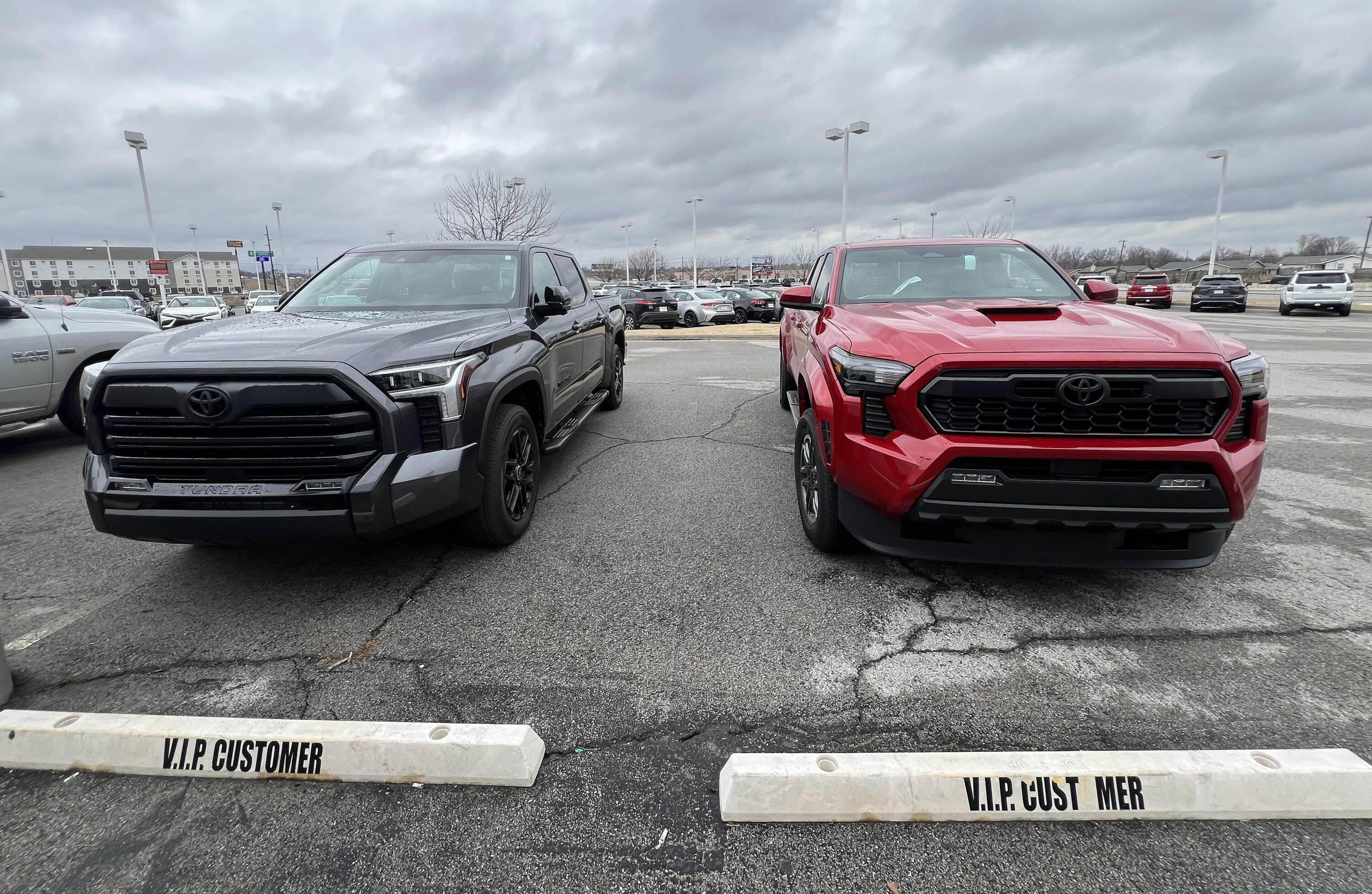 2024 Tacoma Long Bed 2024 Tacoma TRD Sport Double Cab in Supersonic Red (vs. Tundra photos) Long Bed 2024 Tacoma TRD Sport Double Cab in Supersonic Red 2