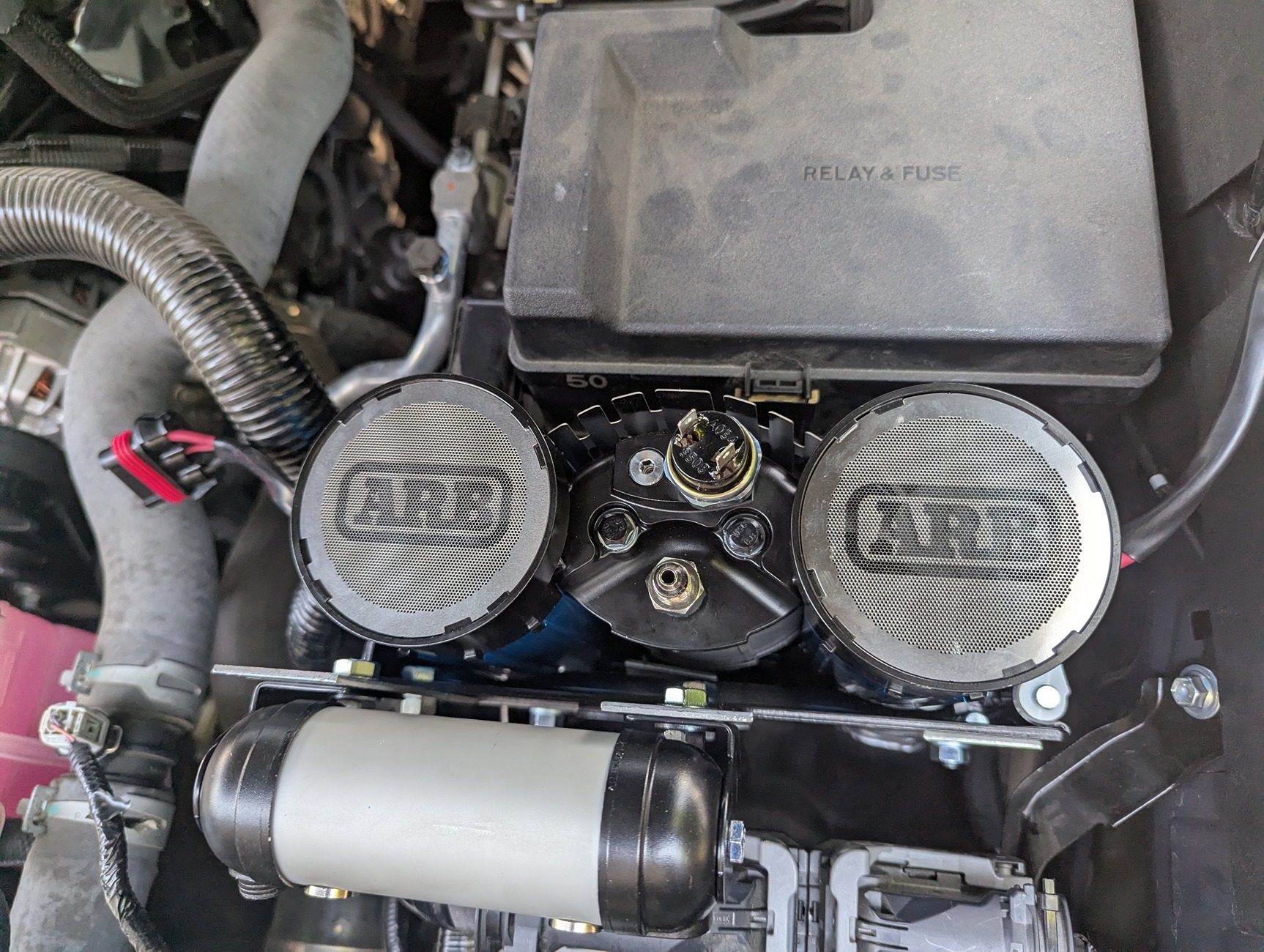 2024 Tacoma ARB dual brushless compressor DIY underhood mount on 2025 SR5 Tacoma PXL_20250828_192126261