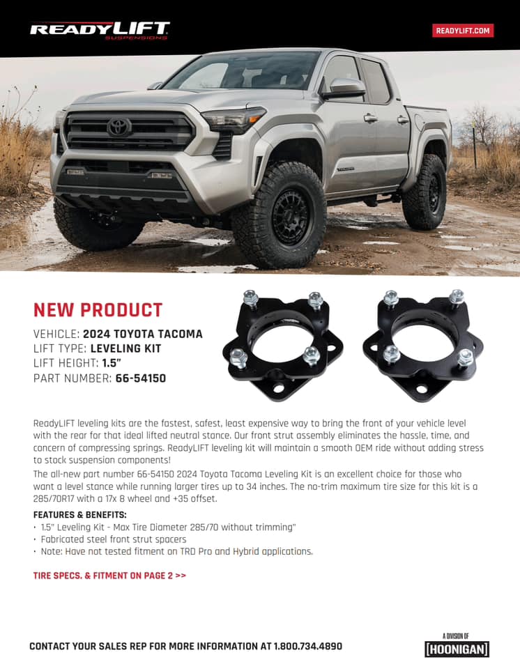 2024 Tacoma ReadyLift 1.5" leveling kit for 2024 4th gen Tacoma now available readylift 1.5%22 leveling kit 2024 toyota tacoma 4th gen