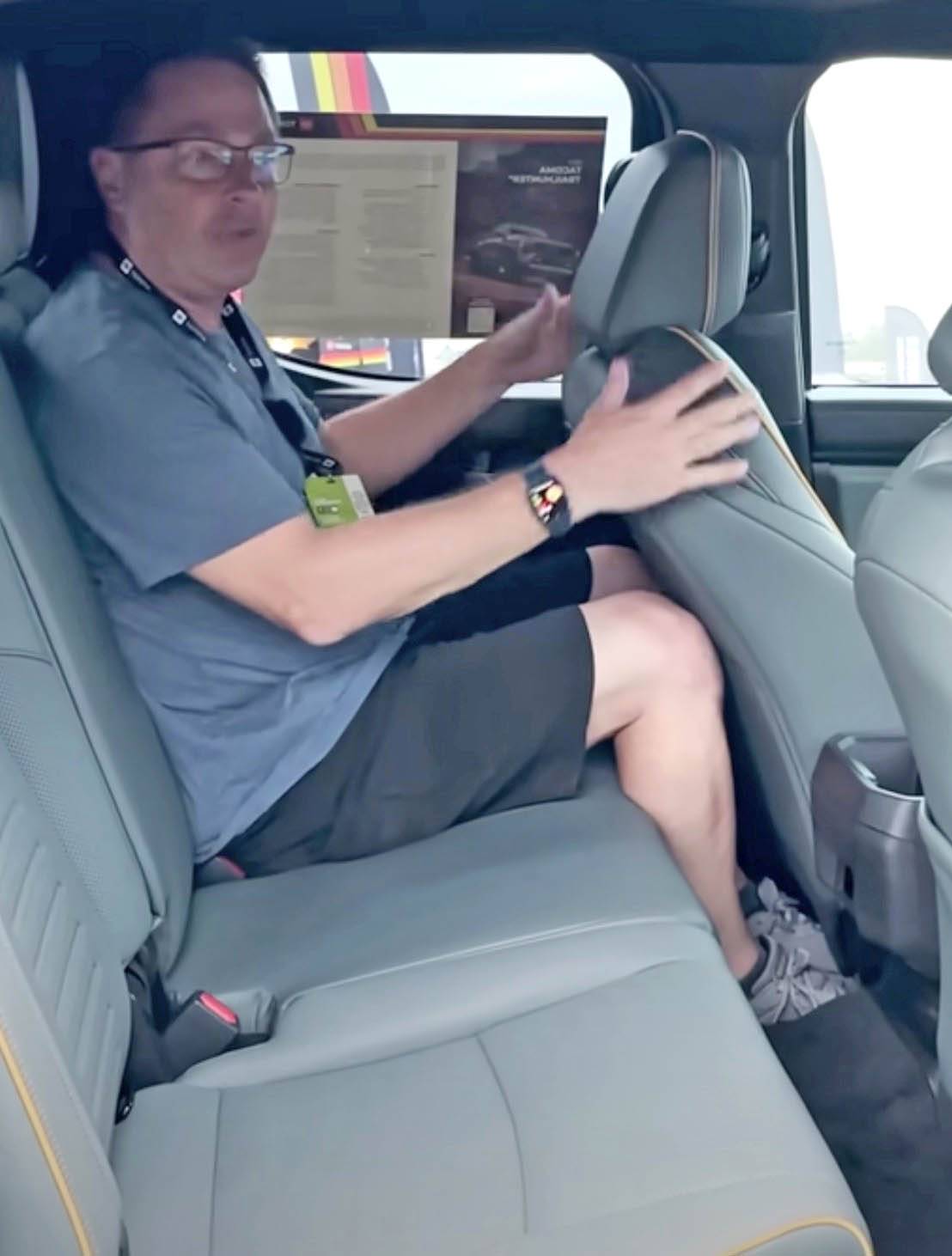 2024 Tacoma Videos: 2024 Tacoma TRD Pro, TRD Off-Road, Trailhunter -- Rear Backseat Legroom Tested + Walkaround Reviews Screenshot 2023-10-14 at 8.01.31 AM