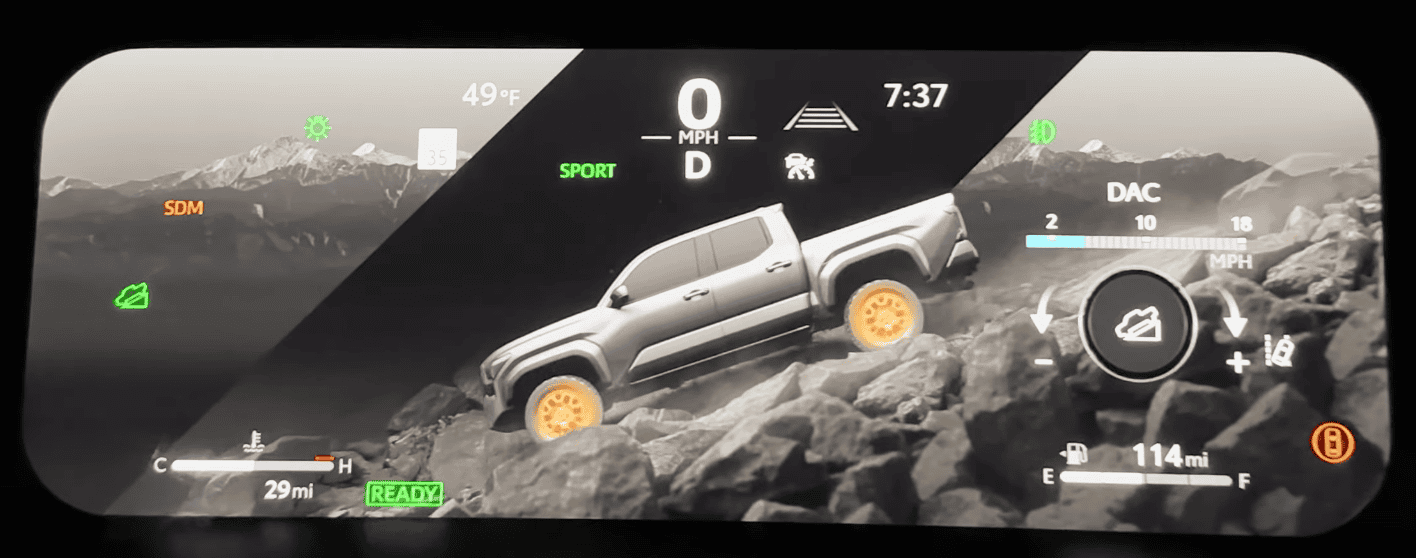 2024 Tacoma Nighttime exterior and interior lighting & displays video of 2024 Tacoma TRD Off-Road Screenshot 2023-11-02 at 4.46.14 PM