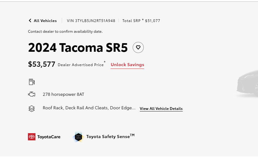 2024 Tacoma SOP (Production) Dates & Options/Packages/Pricing List for all 2024 Tacoma trims Screenshot 2023-12-01 113849