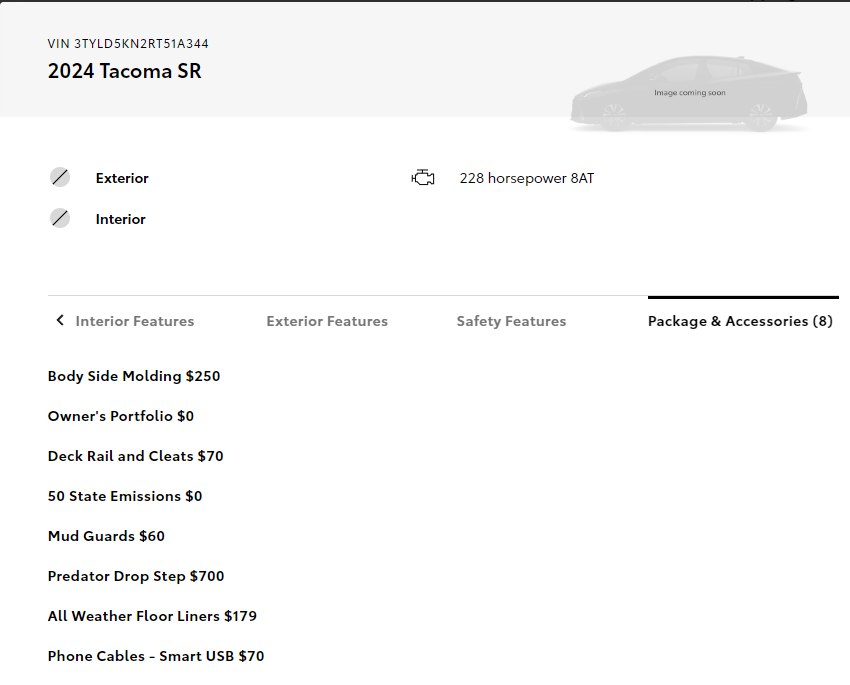 2024 Tacoma SOP (Production) Dates & Options/Packages/Pricing List for all 2024 Tacoma trims Screenshot 2023-12-01 115514
