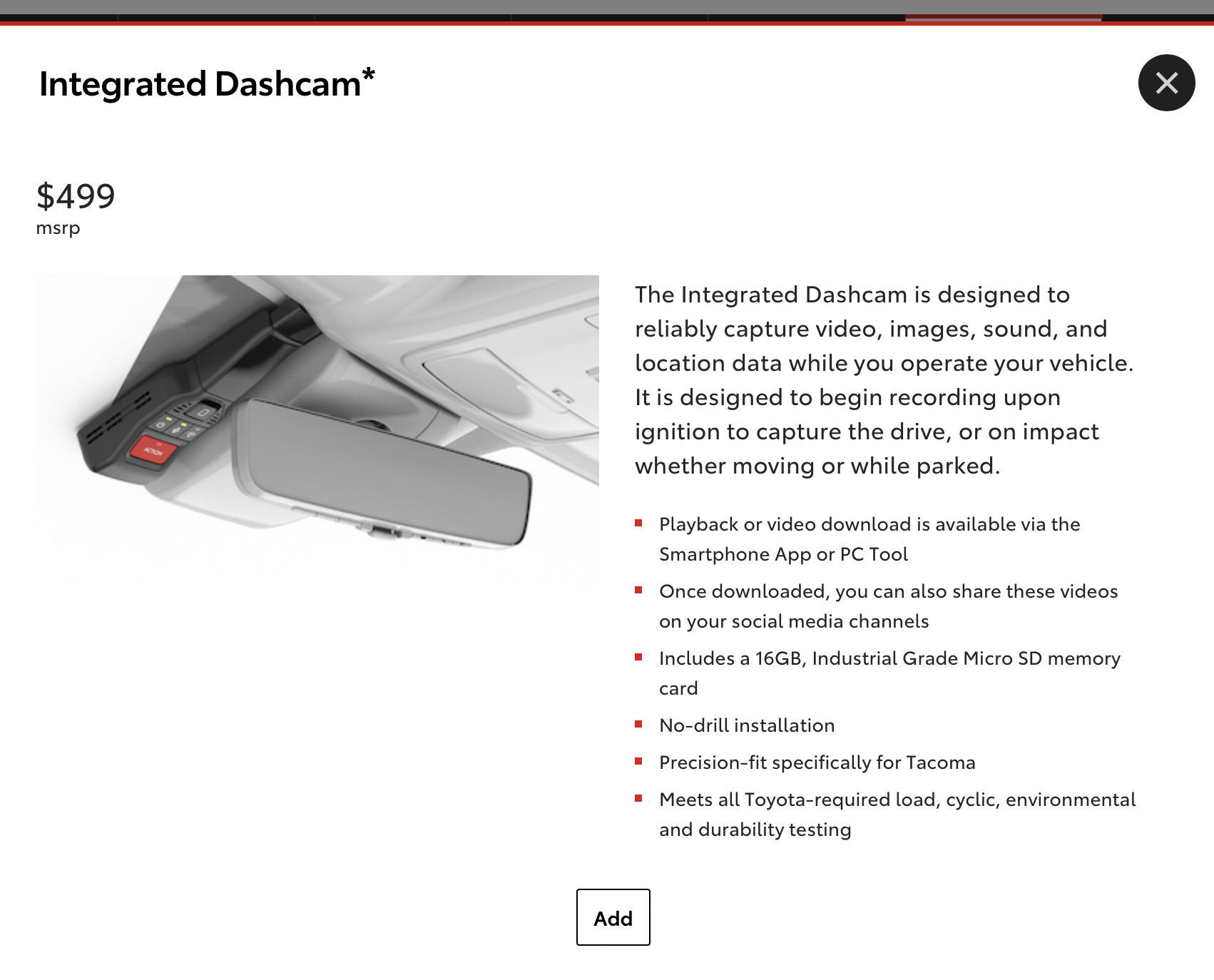2024 Tacoma Dash Cam Solutions for 2024 Tacoma Screenshot 2024-01-11 at 7.33.50 PM