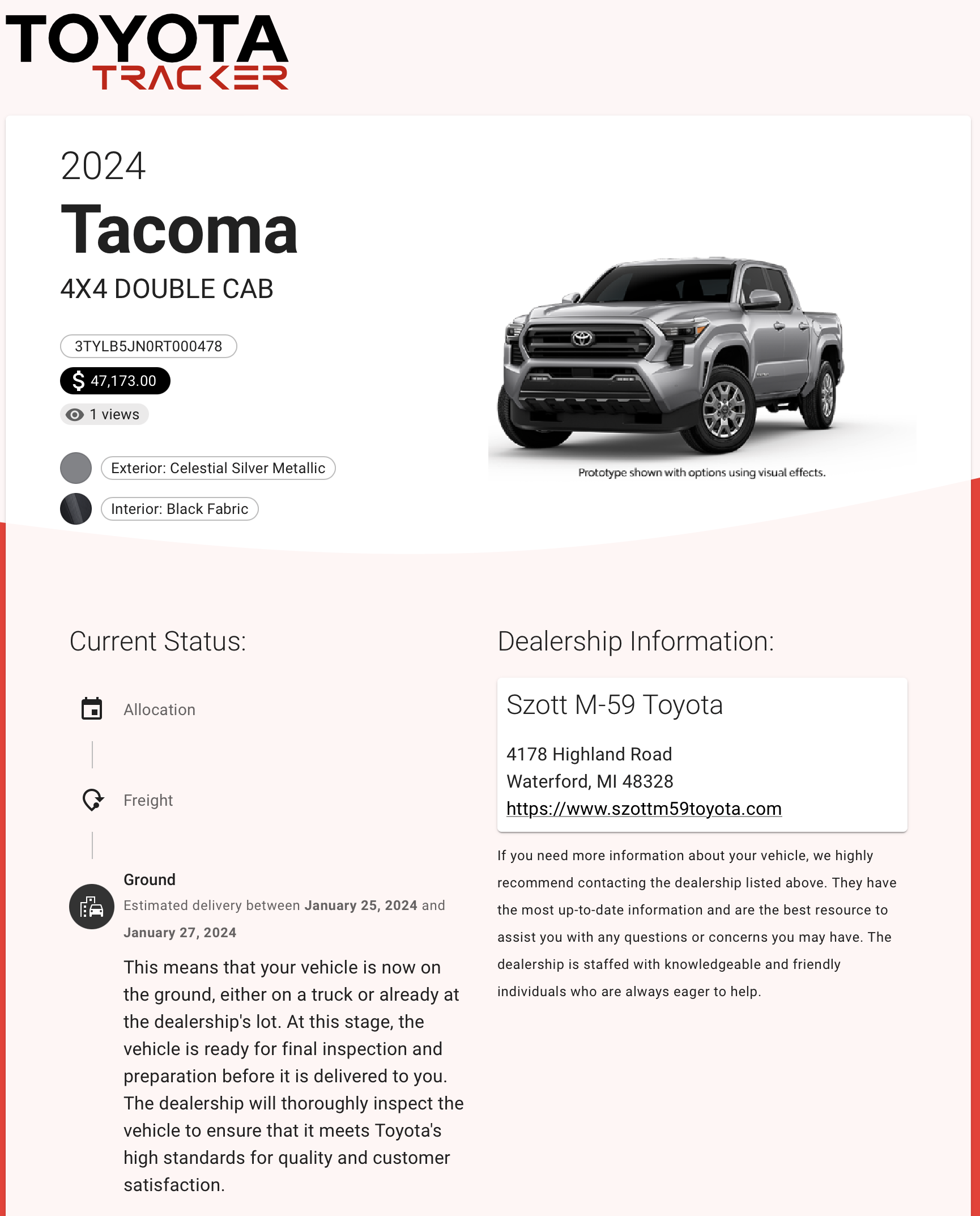 2024 Tacoma 2024 Tacoma arrives at a dealership! - Silver SR5 Screenshot 2024-01-25 at 10.44.51 AM