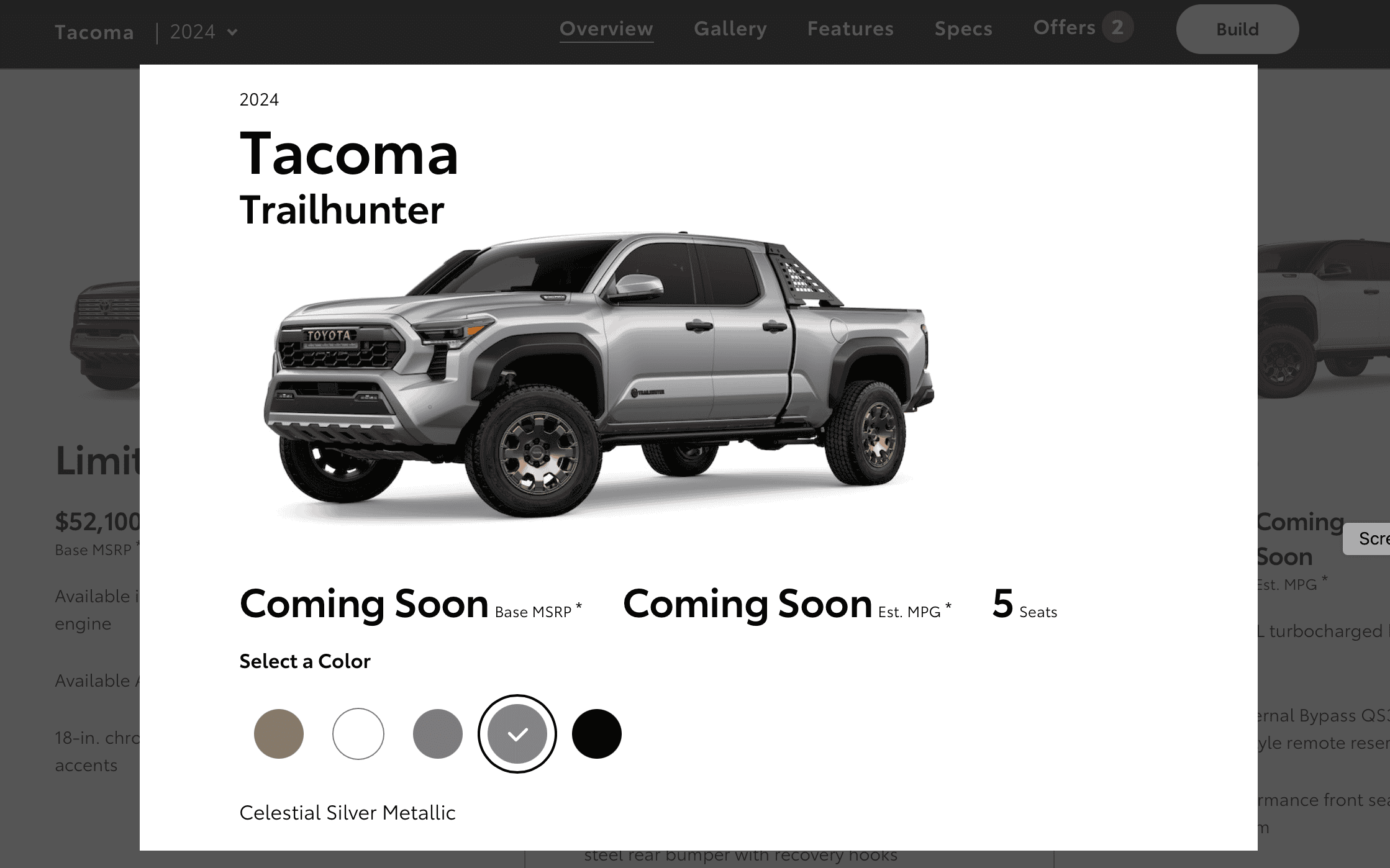 2024 Tacoma 2024 Tacoma TRD Pro & Trailhunter Color Options Appear on Toyota.com Screenshot 2024-02-22 at 5.26.20 PM