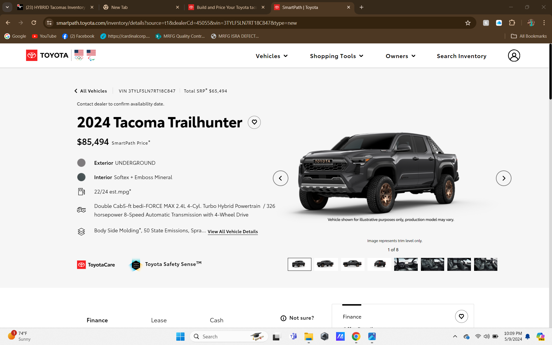 2024 Tacoma HYBRID Tacomas Inventory Search Now Live on Toyota Site Screenshot 2024-05-09 220909