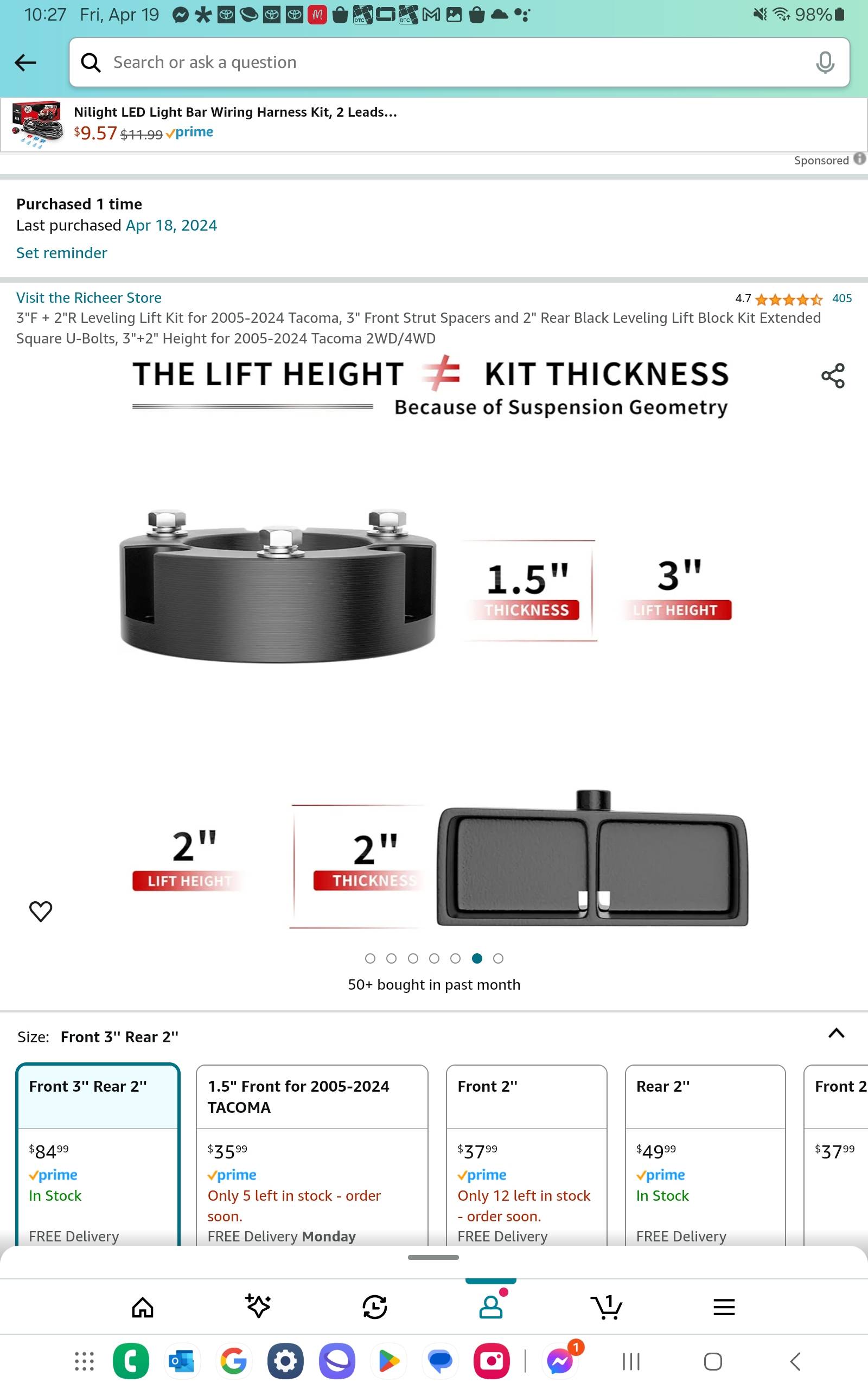 2024 Tacoma Asking the experts here. Leveing kit information needed. Screenshot_20240419_222742_Amazon Shoppin